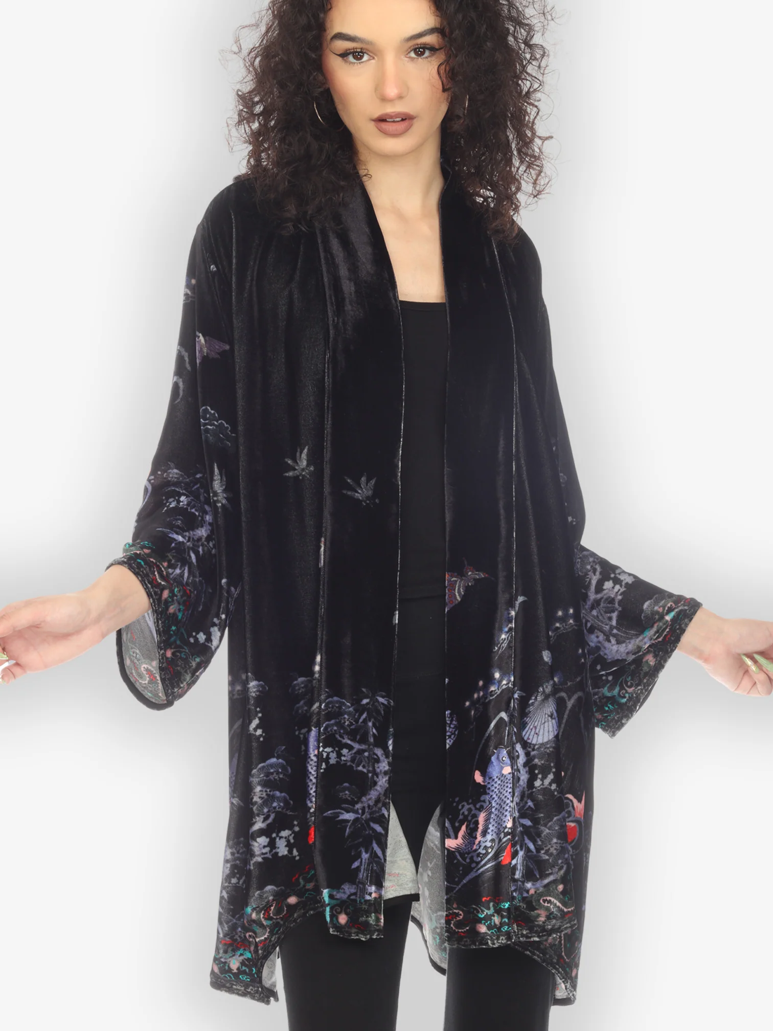 Koi Dragon Bamboo Velvet Kimono