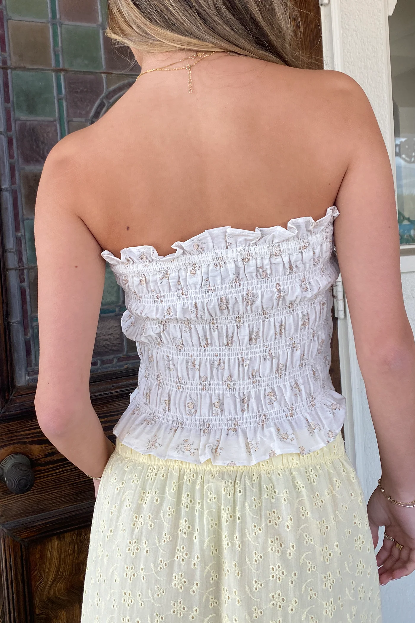 Smocked Floral Tube Top