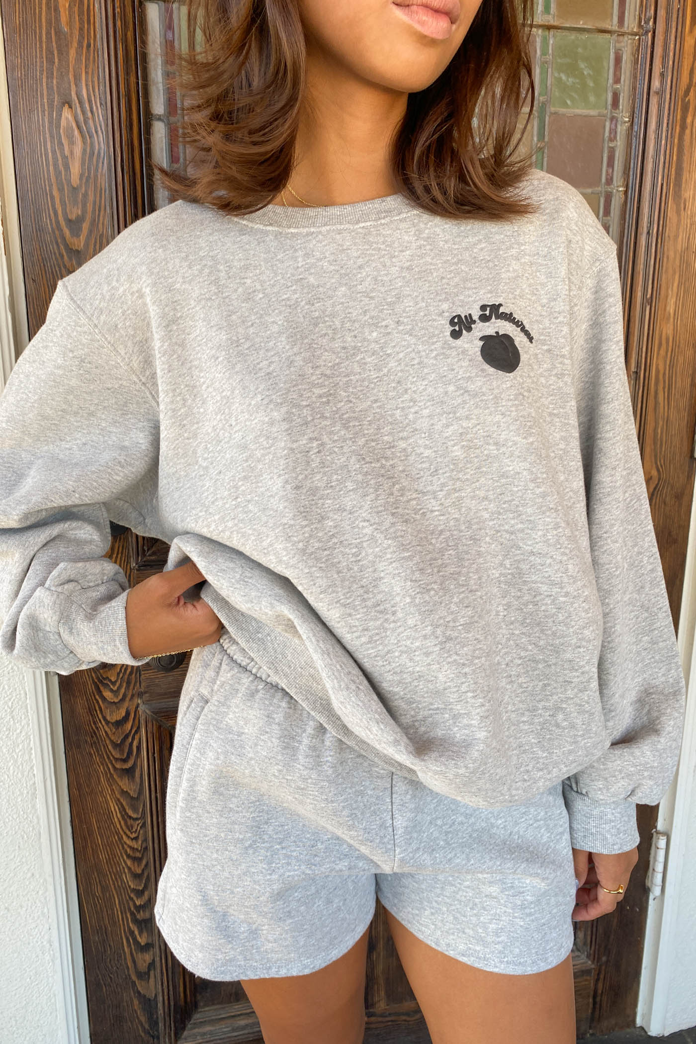 All Natural Puff Print Graphic Sweater