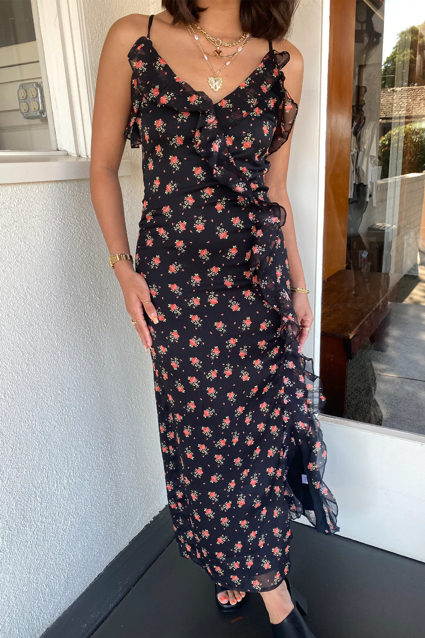 Ruffle Floral Maxi Dress