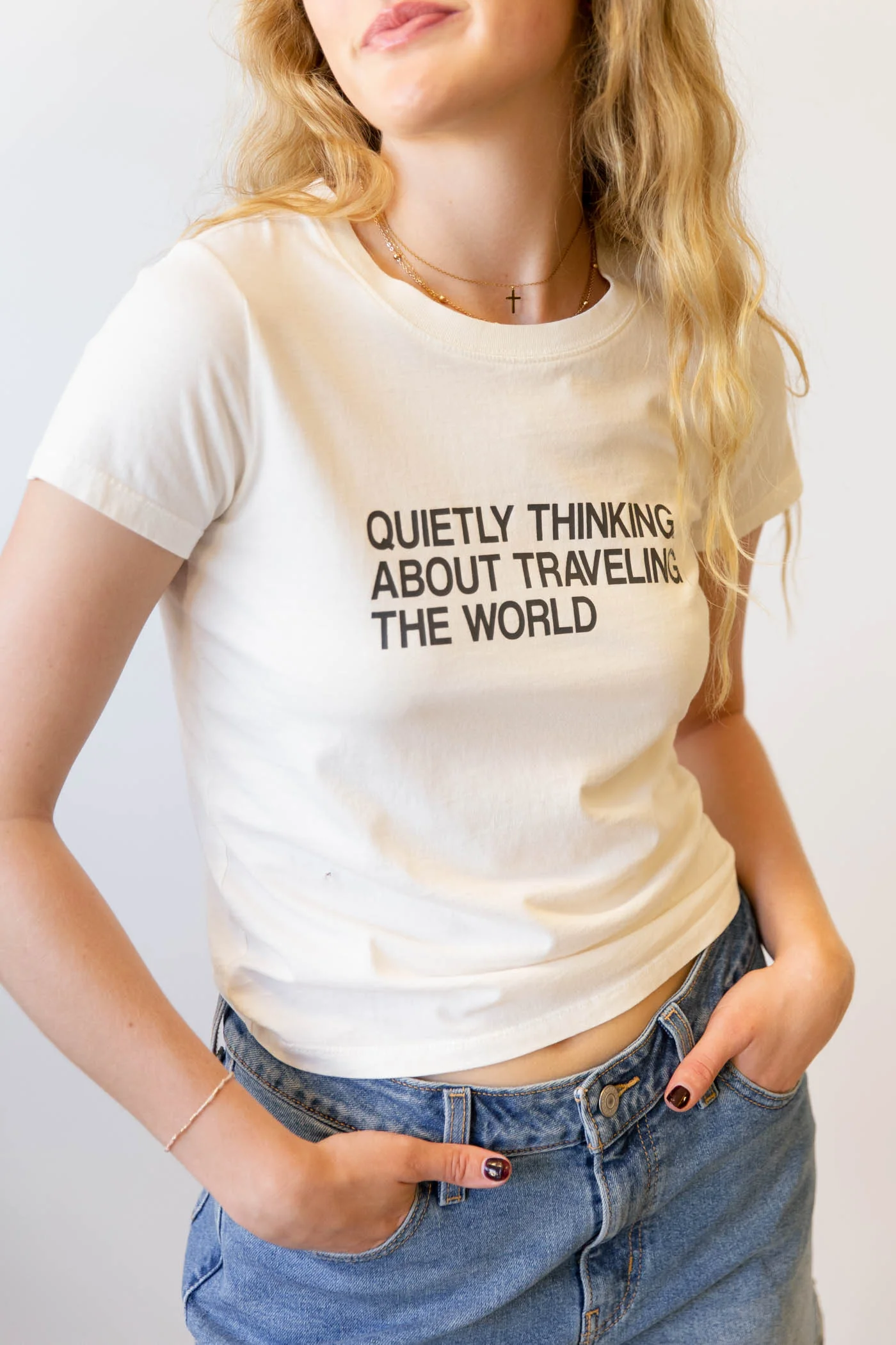 Traveling The World Long Loose Graphic Baby Tee