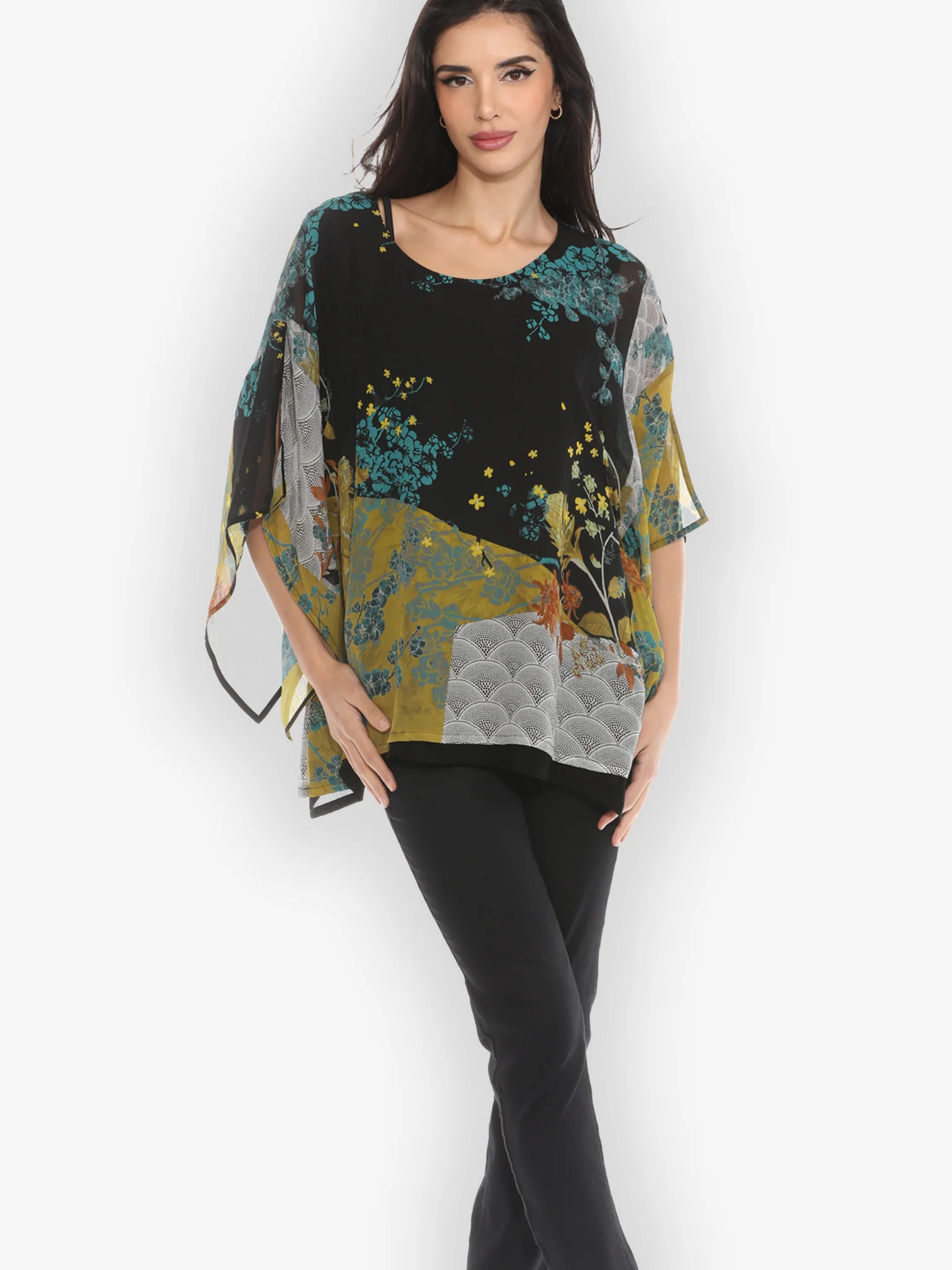 Bohemian Mixed Art Double Layer Silk Top