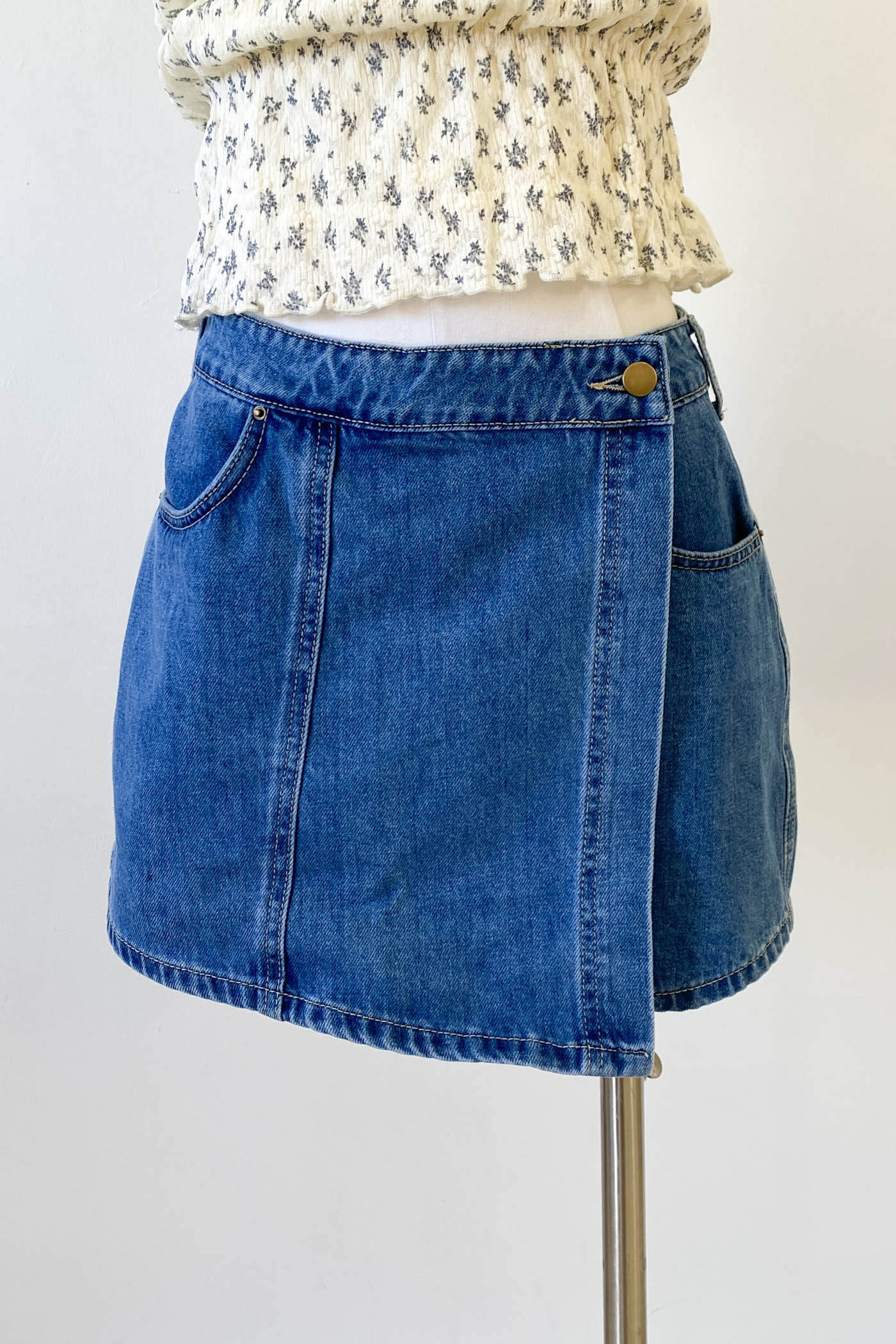 Denim Wrap Skort by For Good