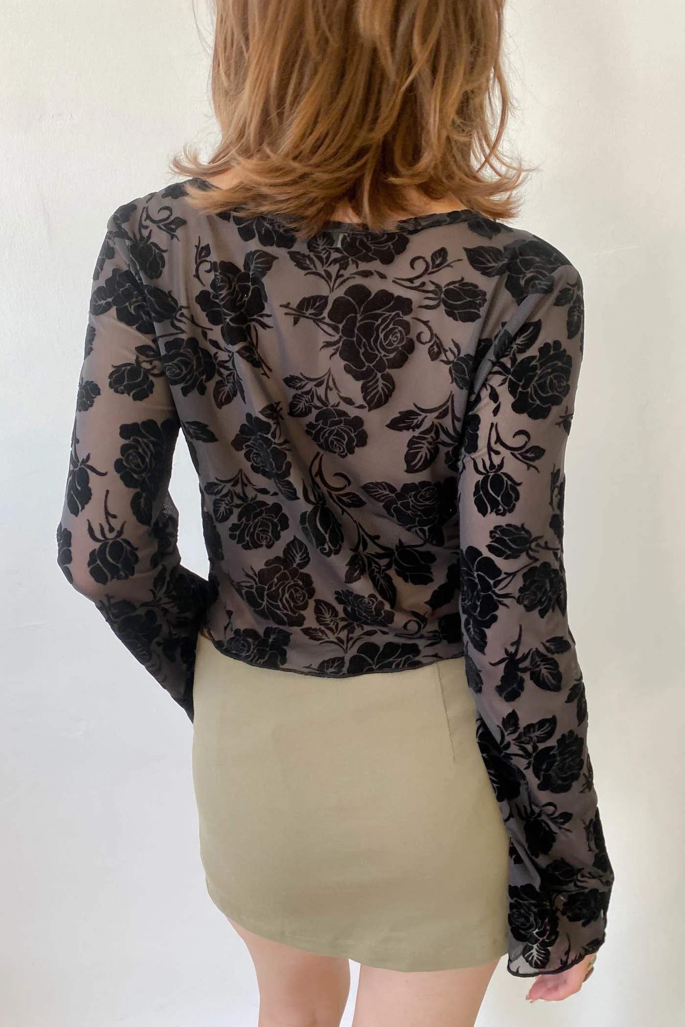 Floral Split Front Mesh Top