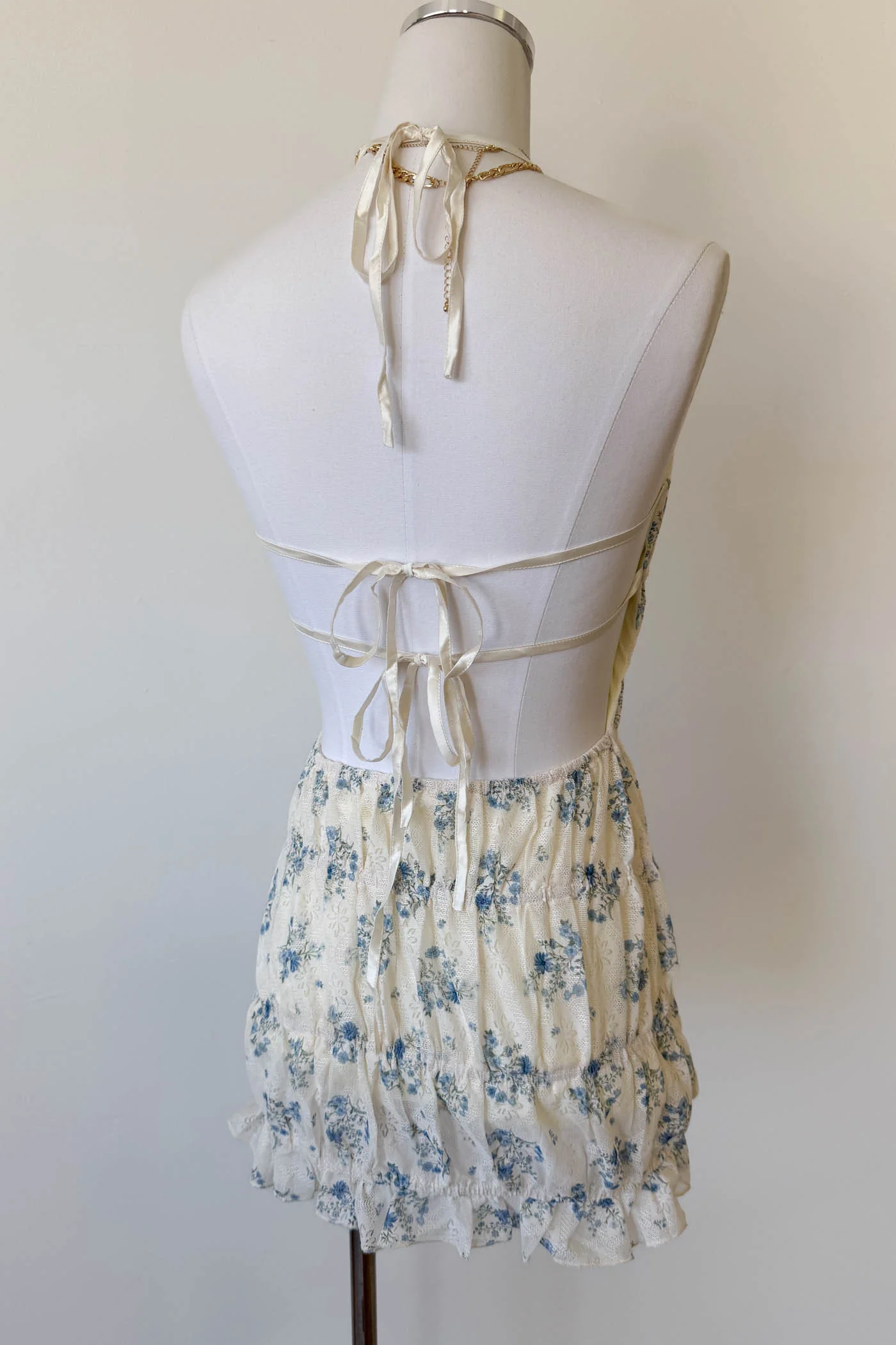 Ruched Floral Halter Dress
