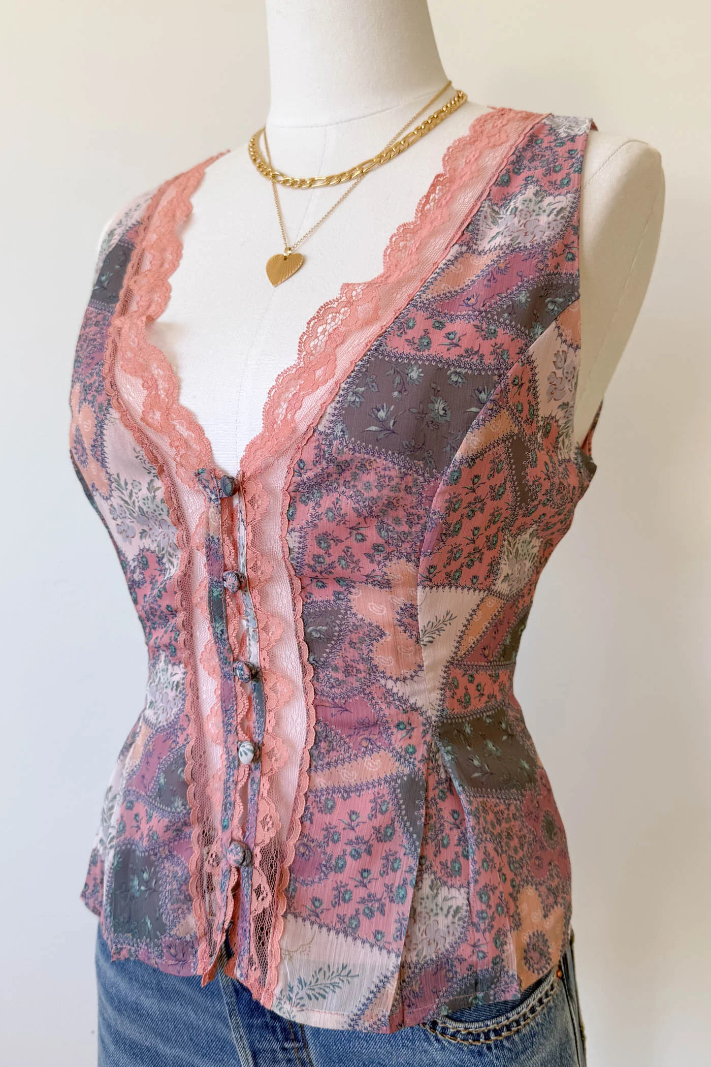 Floral Patchwork Sleeveless Top