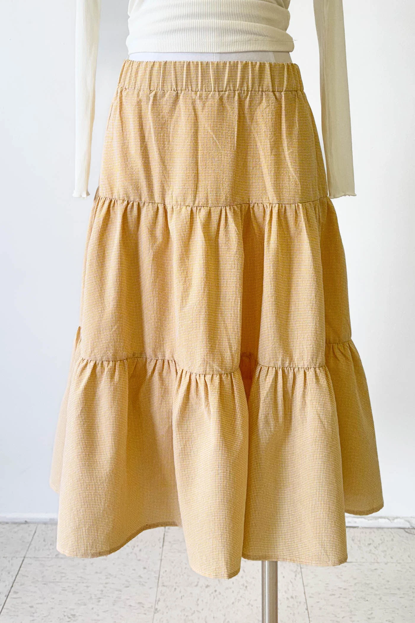 Gingham Tiered Maxi Skirt