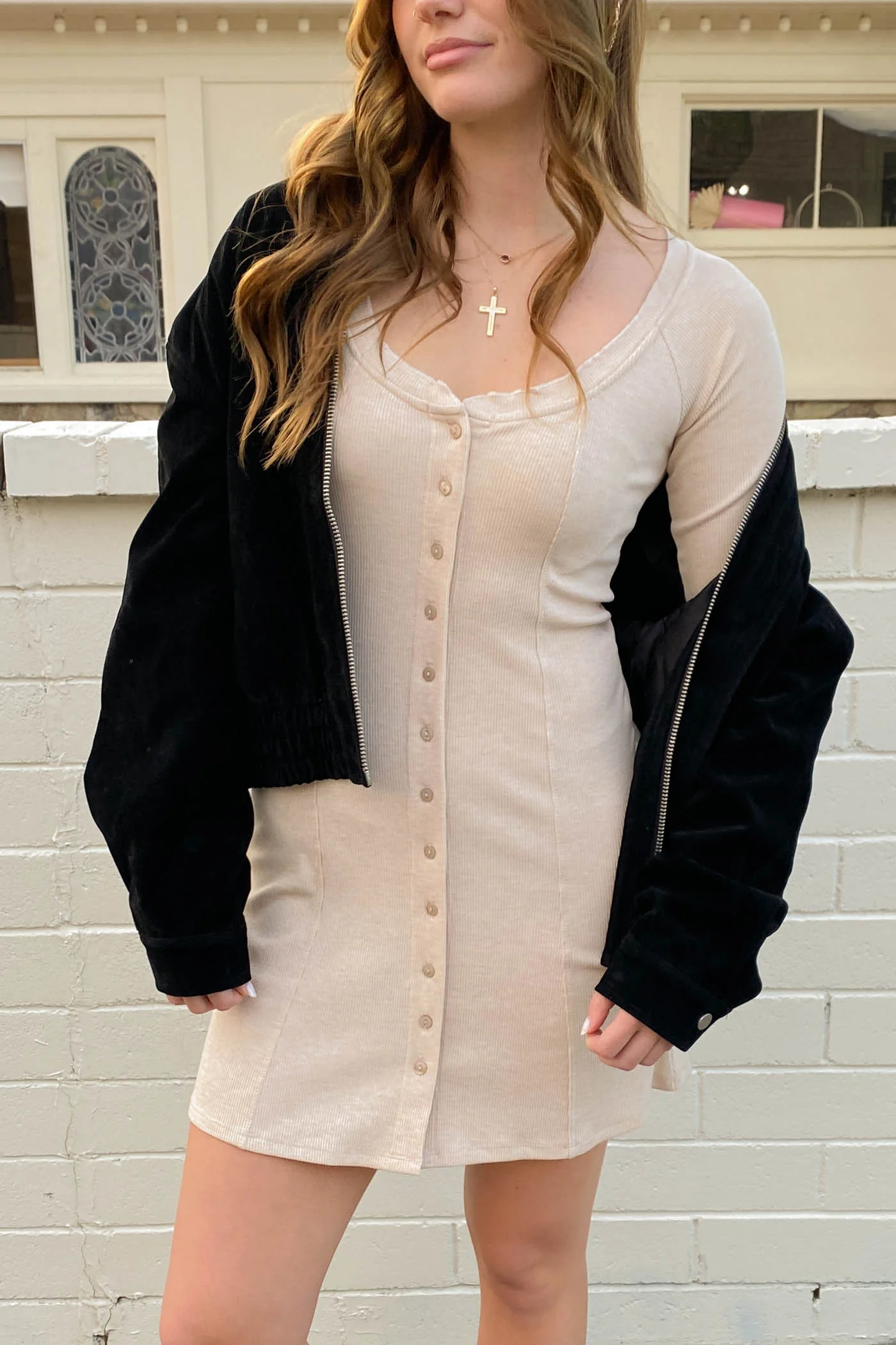 Button Up Long Sleeve Dress