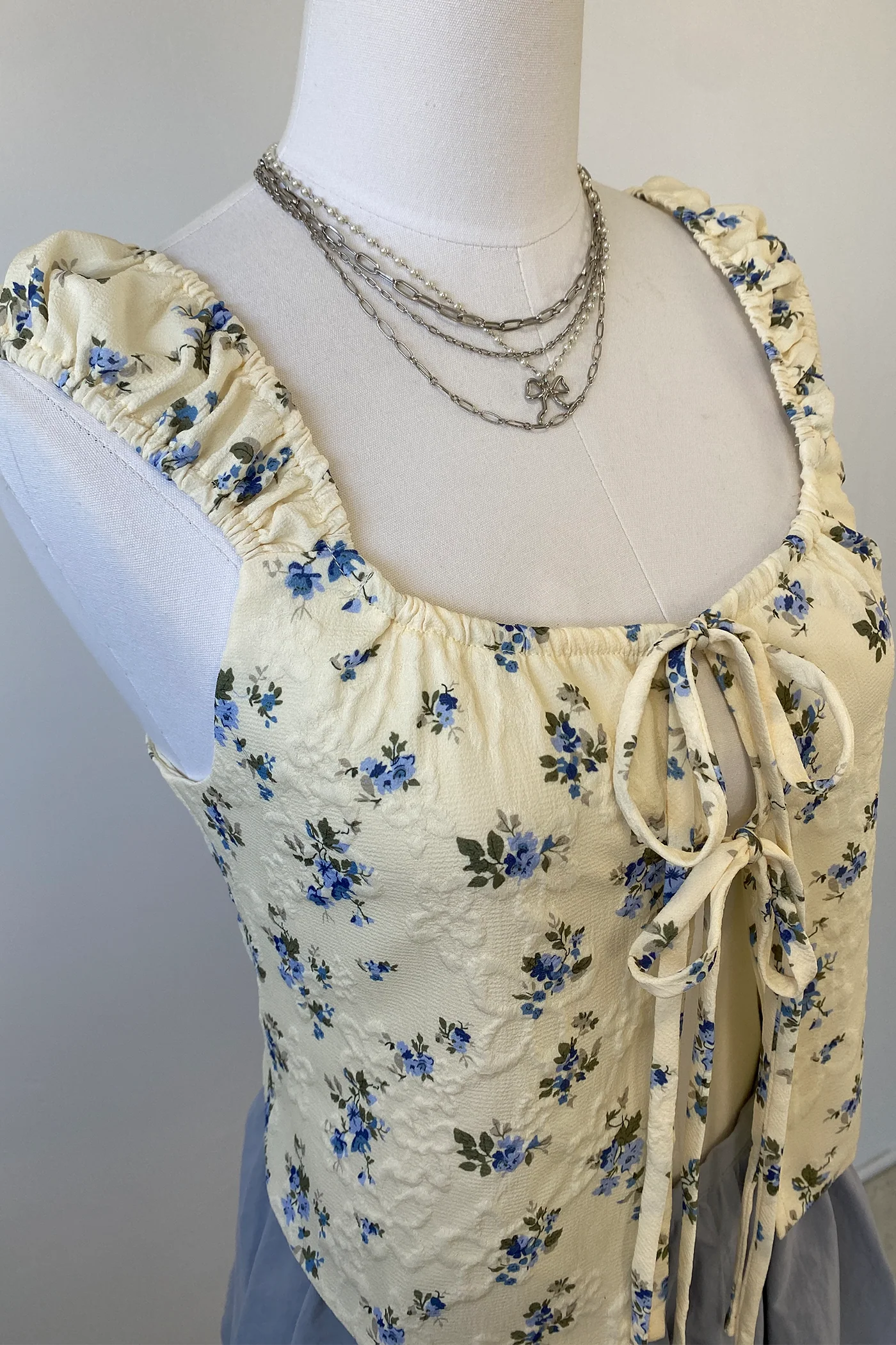 Floral Split Front Peasant Top