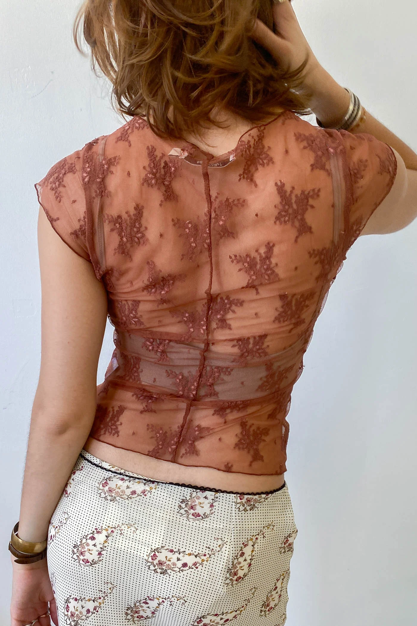 Short Sleeve Lace Layering Top