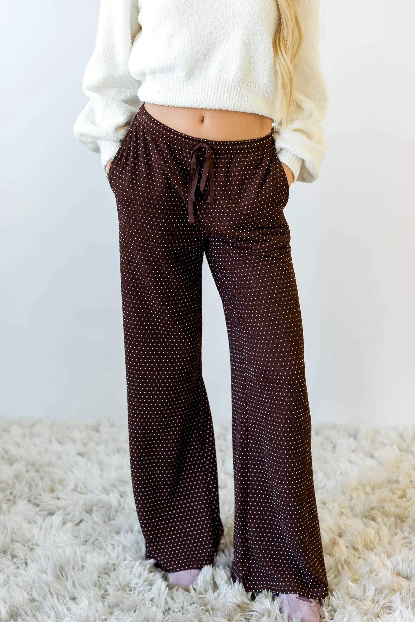 Swiss Dot Wide Leg Pants