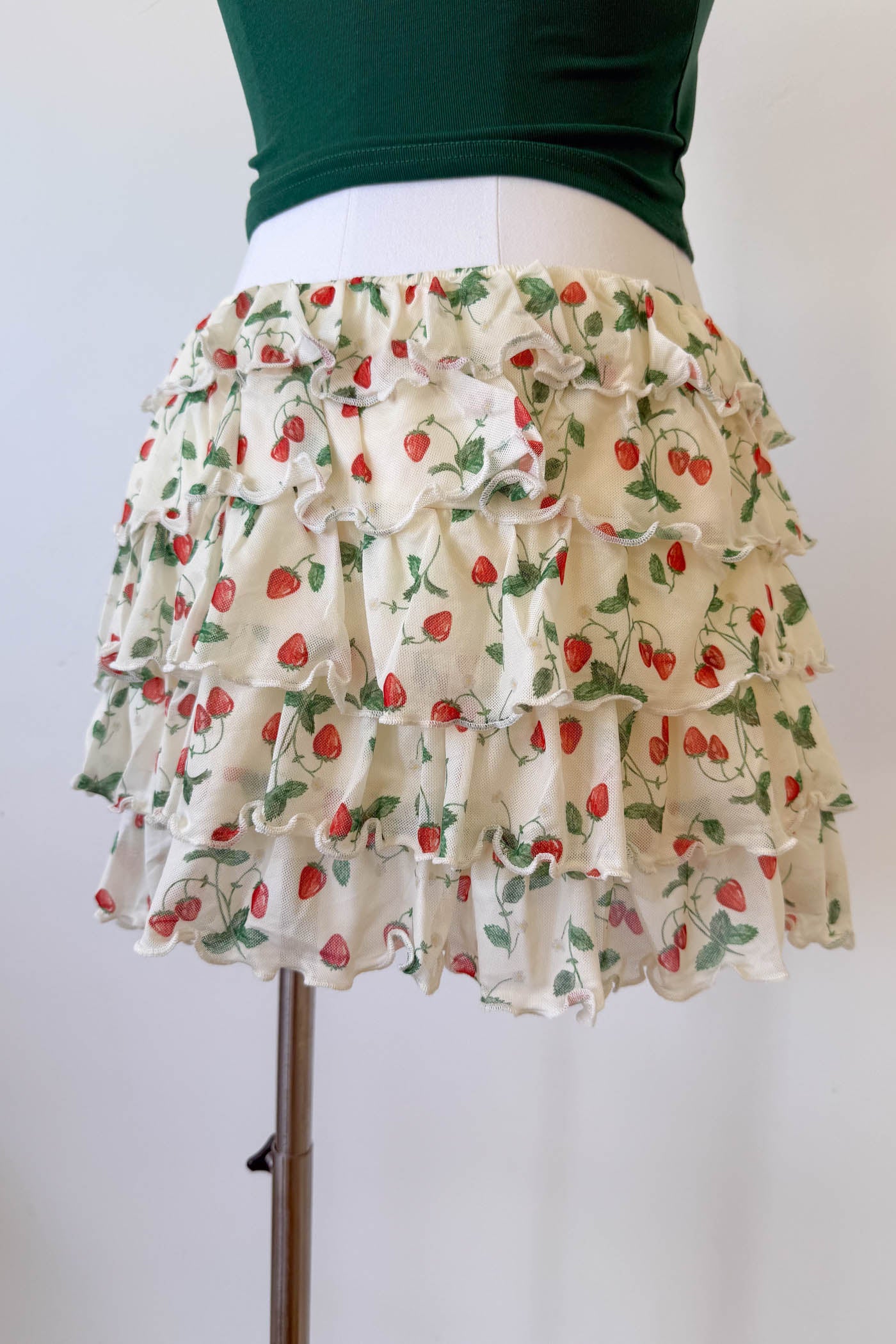 Strawberry Ruffle Mini Skirt