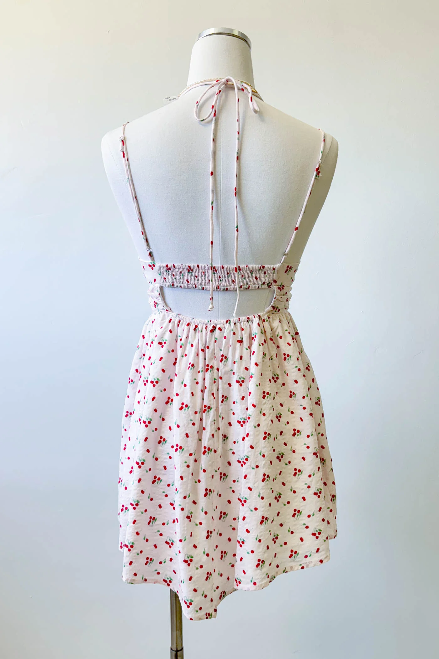 Strappy Cherry Print Mini Dress