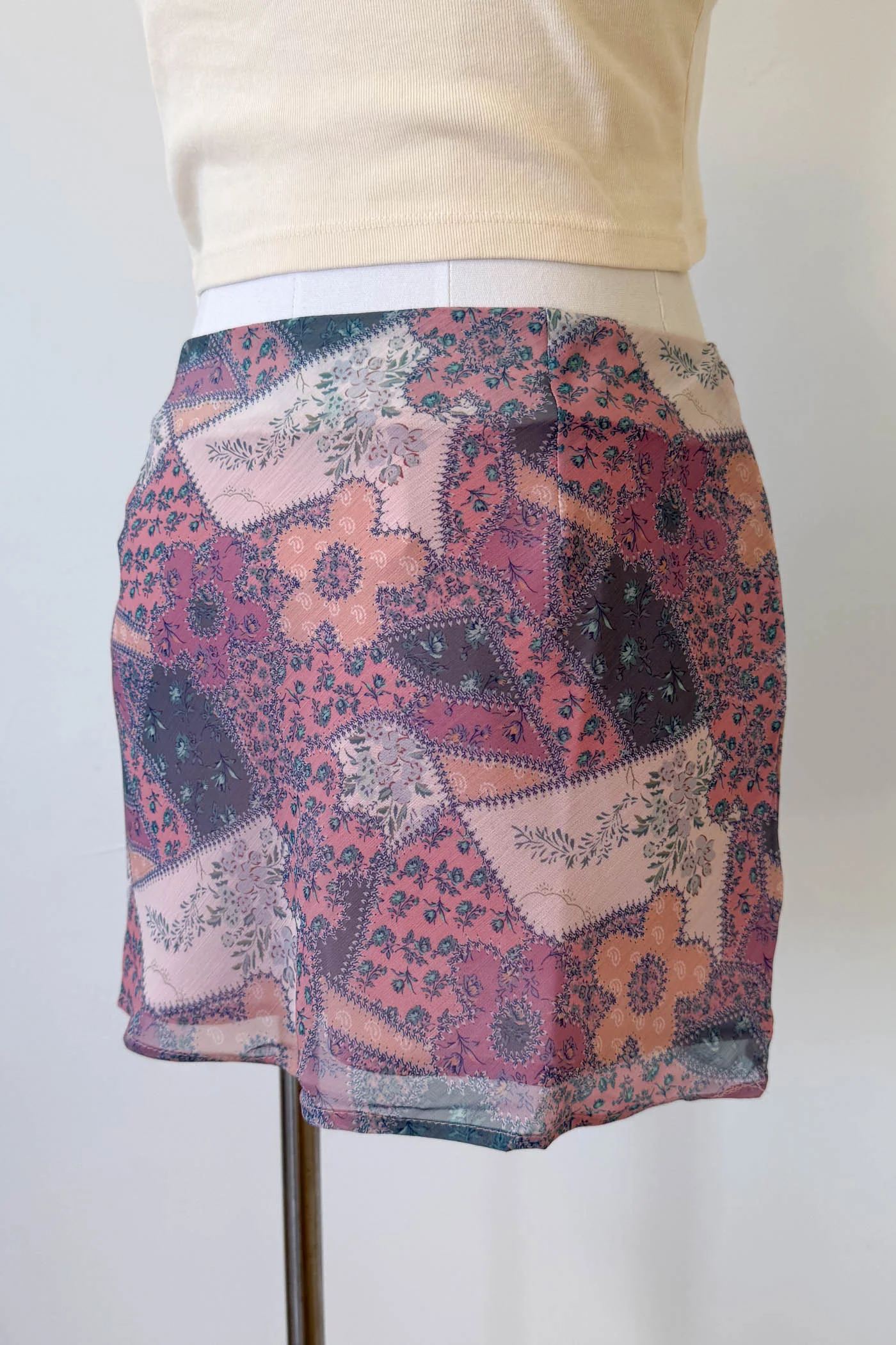 Floral Patchwork Mini Skirt