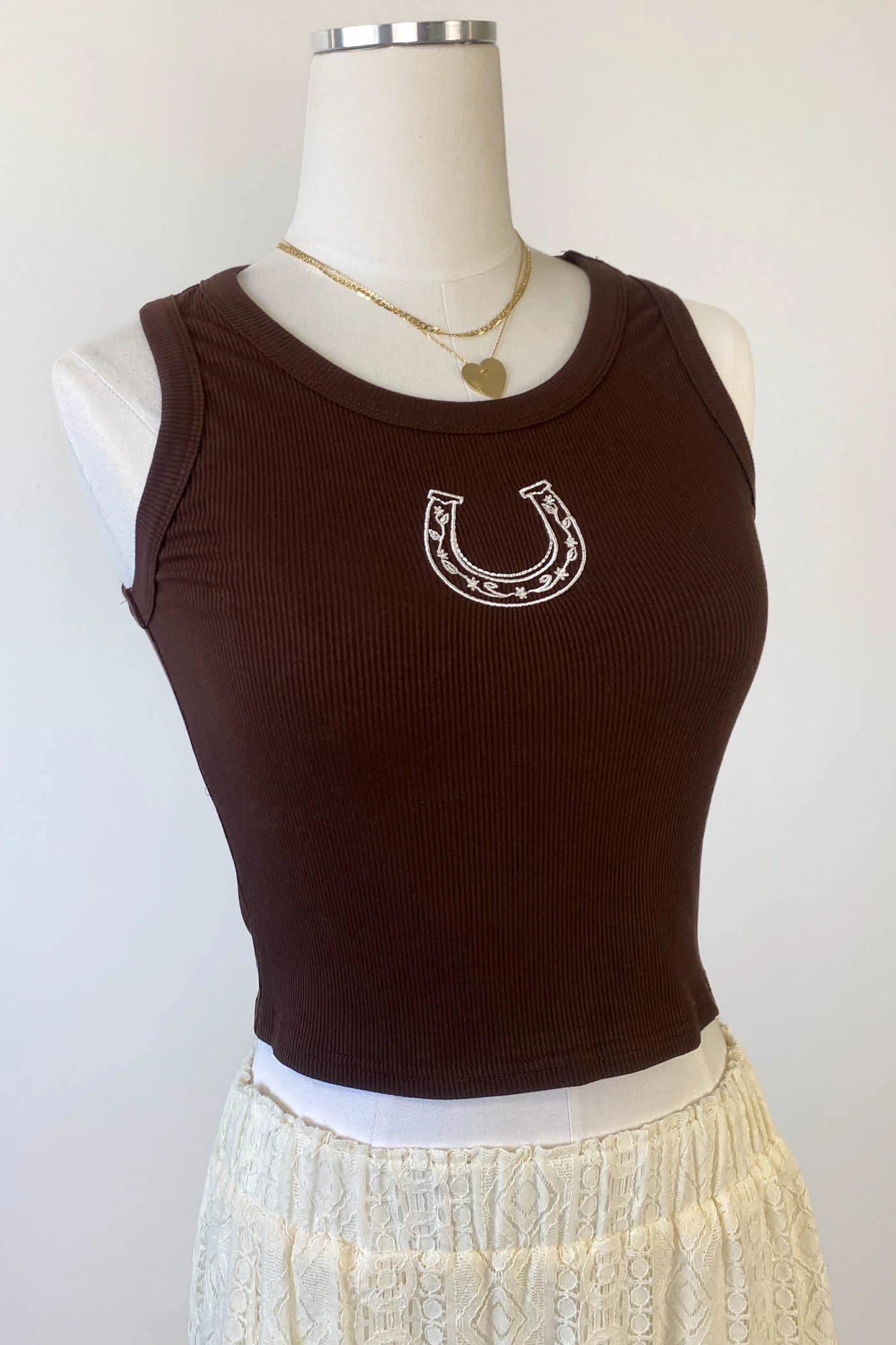Horseshoe Embroidered Sleeveless Top