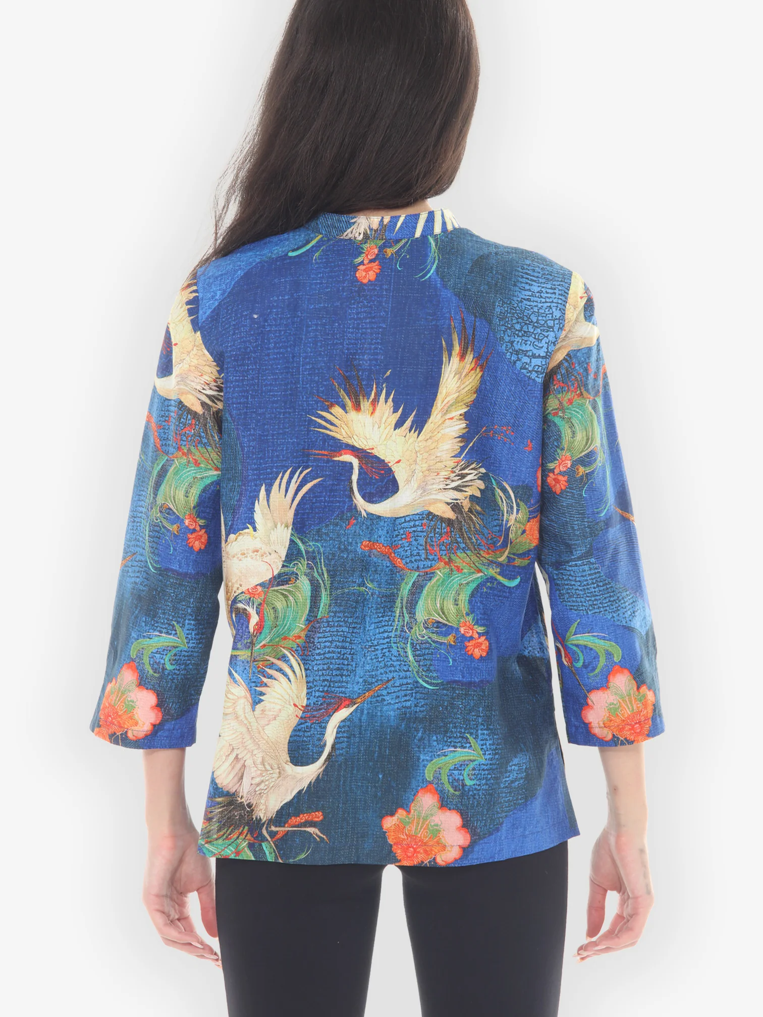 Blossom and Crane Cotton Blouse