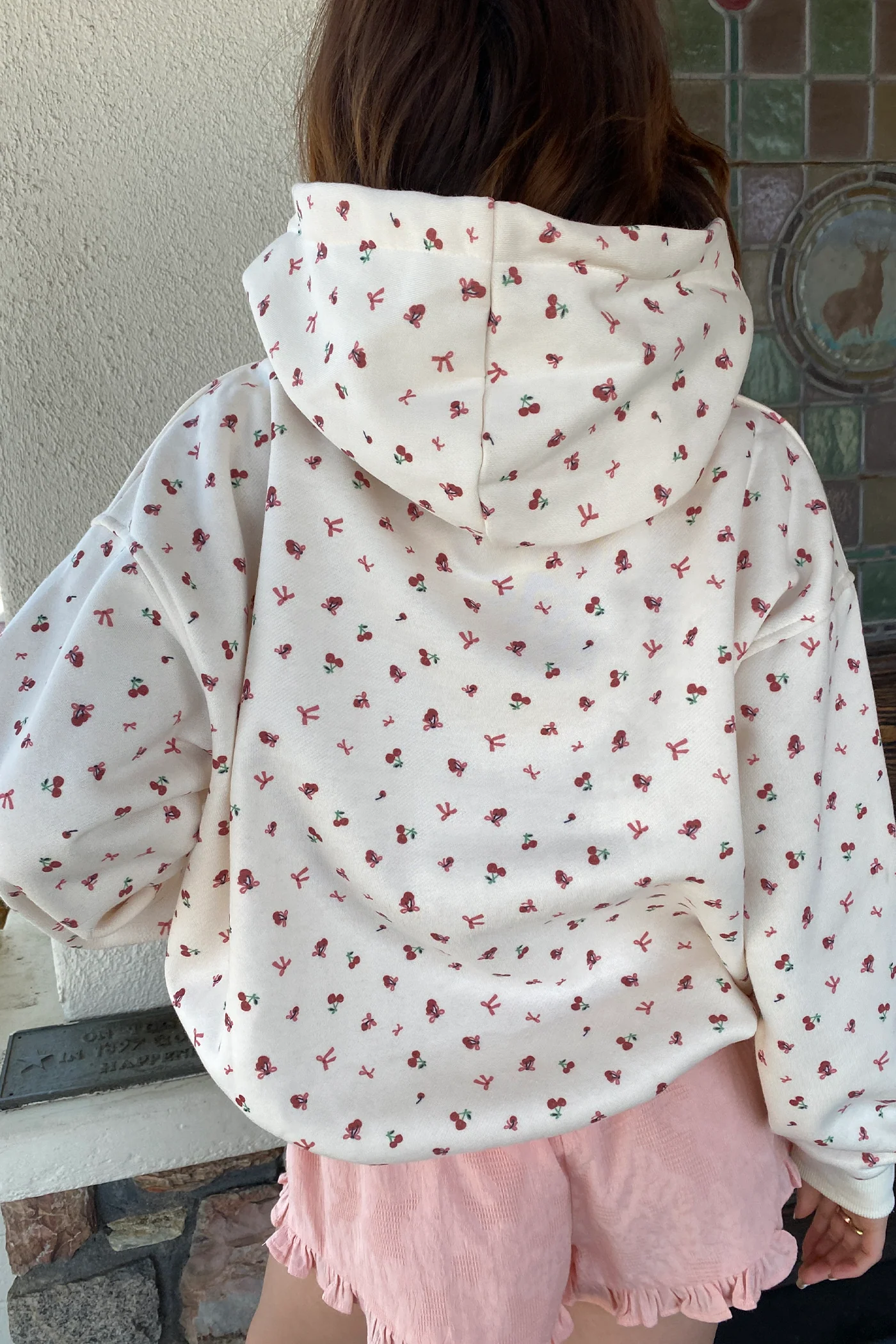 Cherry & Bow Print Hoodie