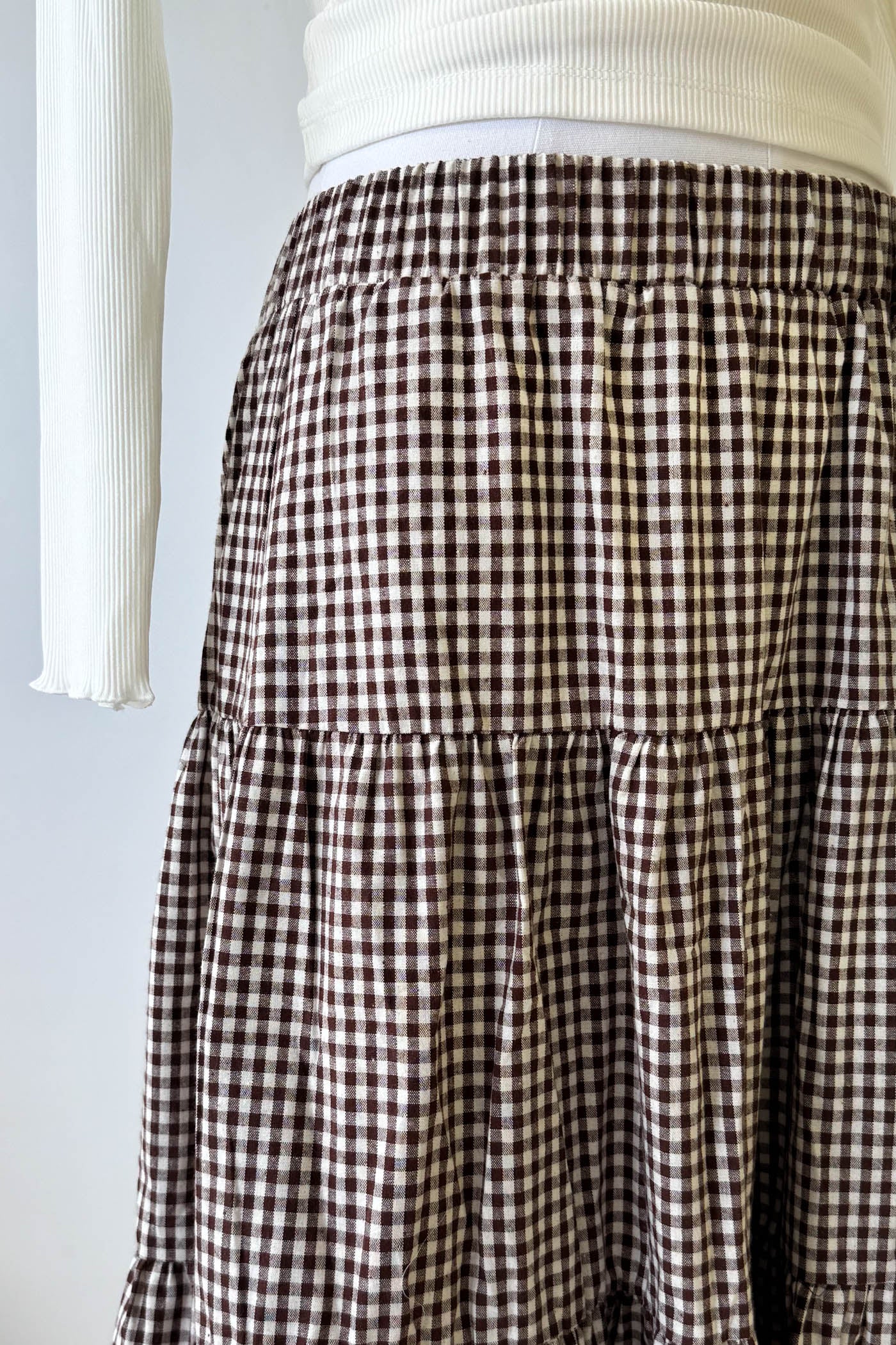 Gingham Tiered Maxi Skirt