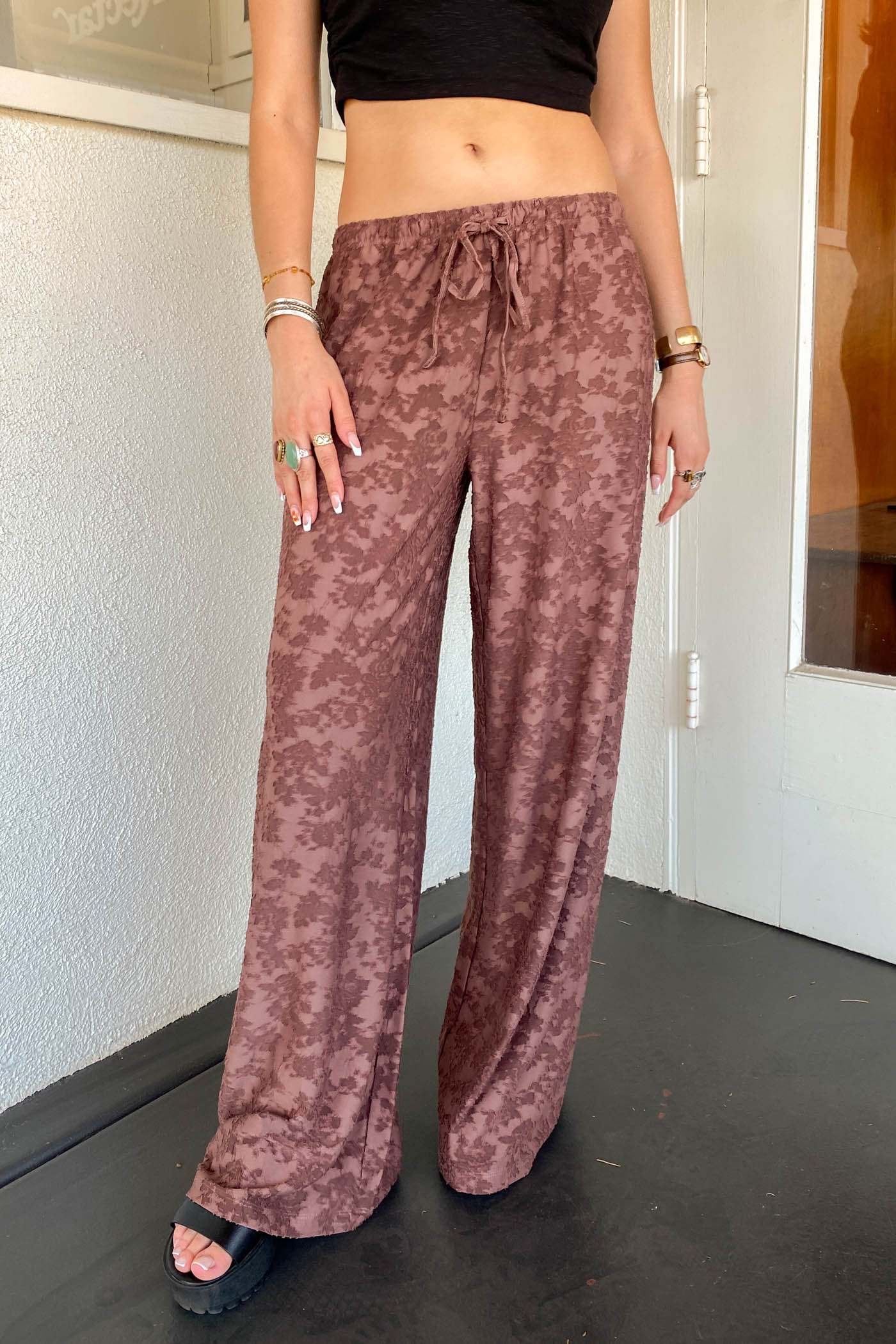 Textured Floral Pants