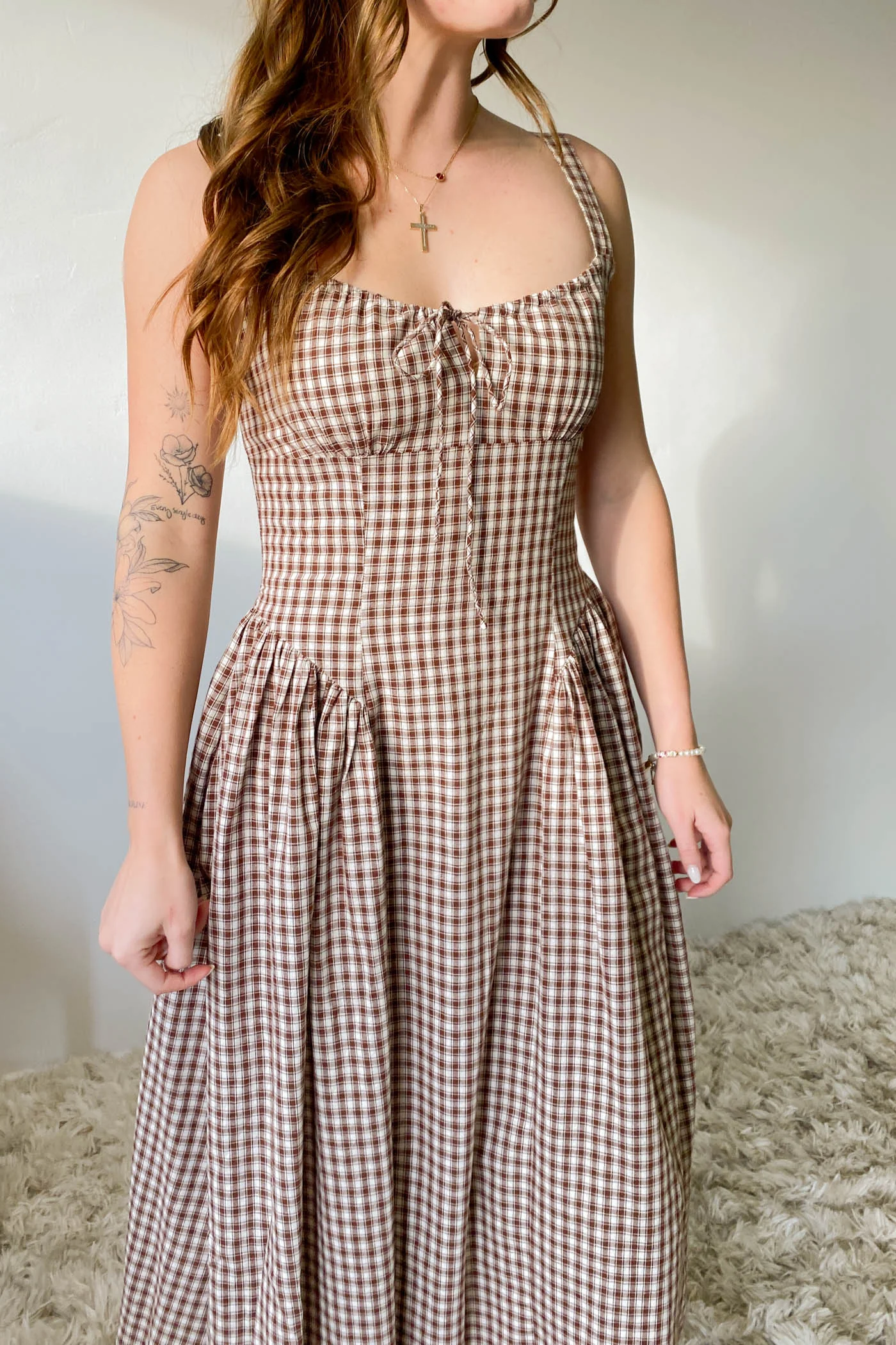 Gingham Corset Midi Dress