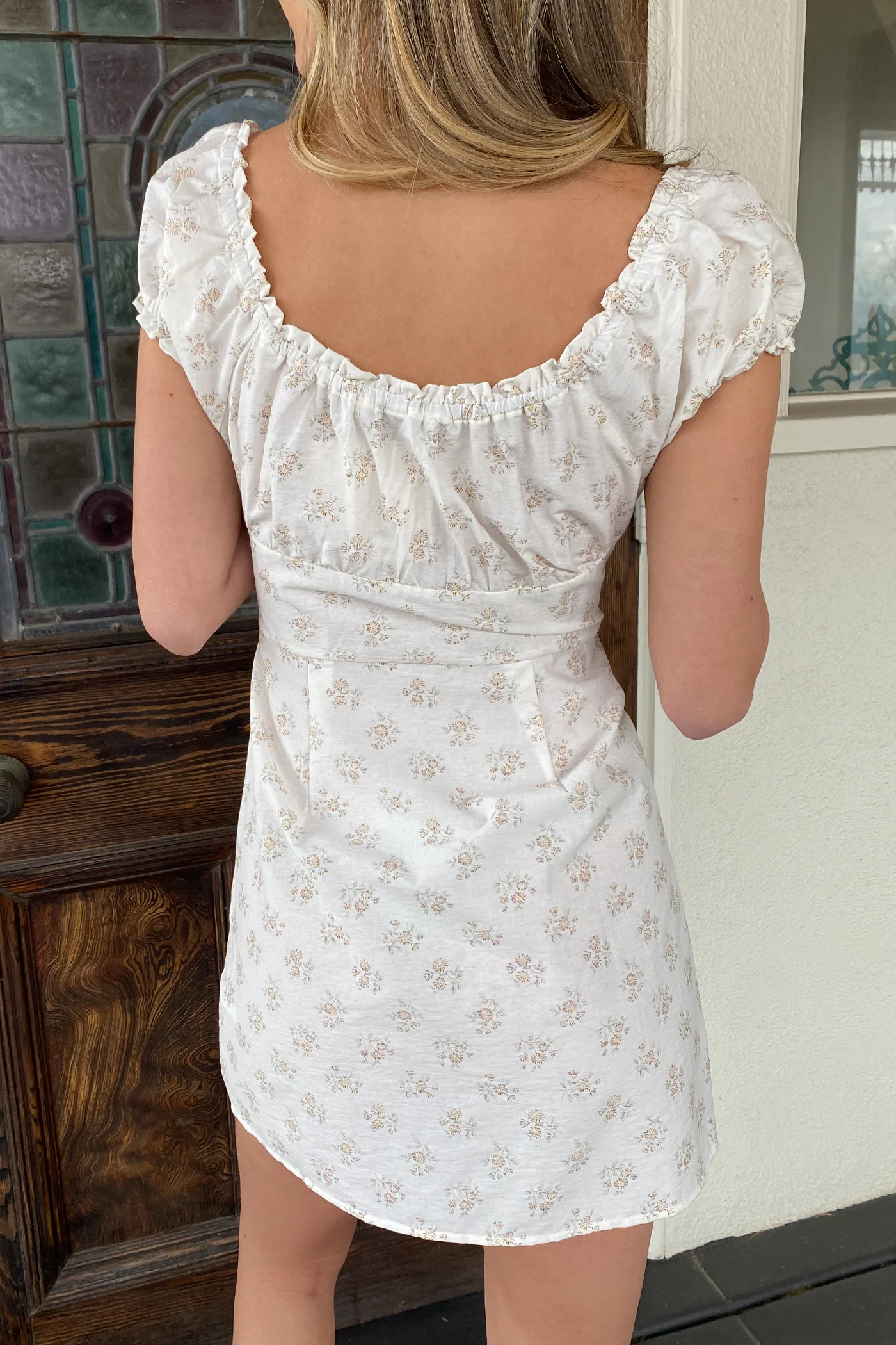 Puff Sleeve Button Mini Dress