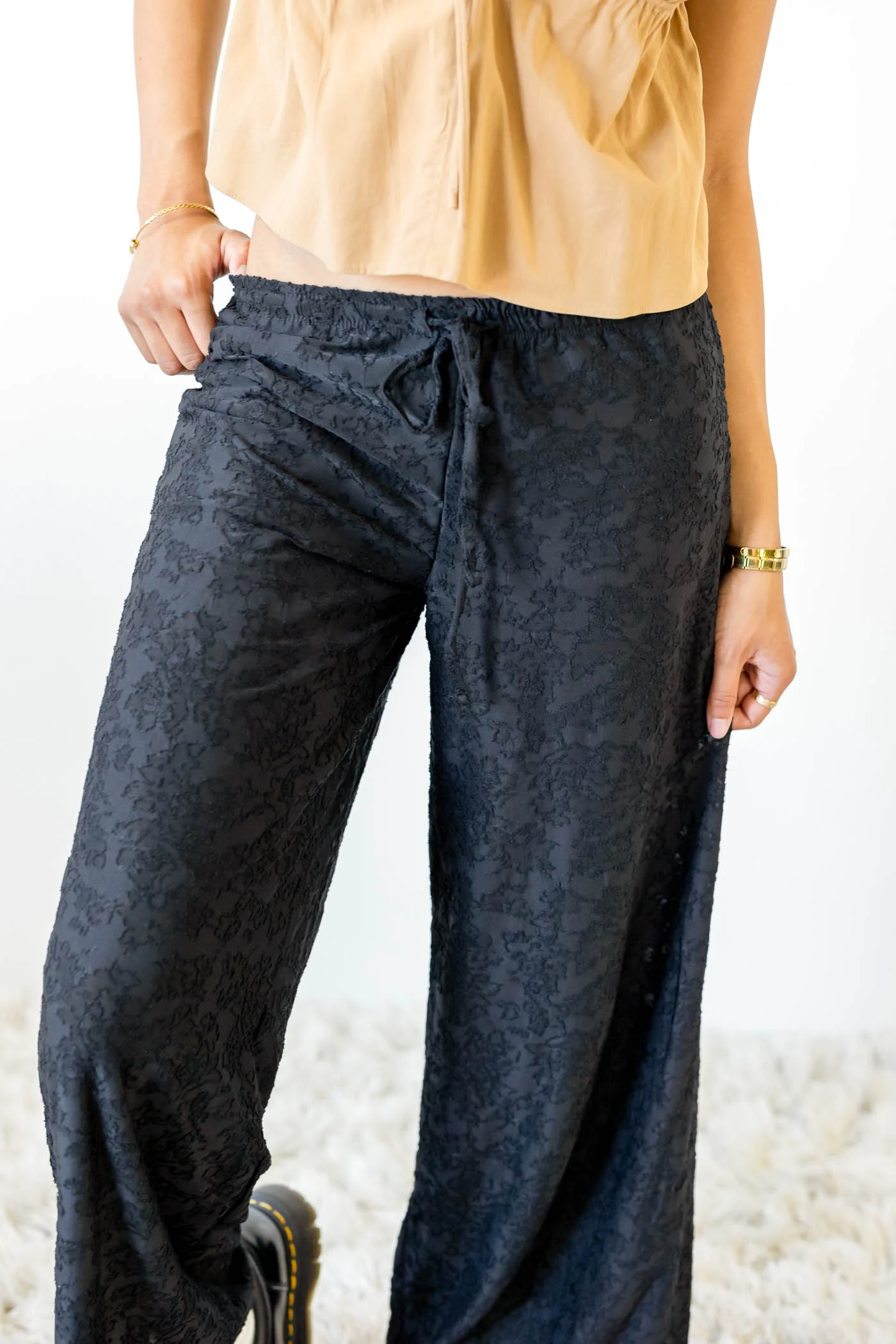 Textured Floral Pants