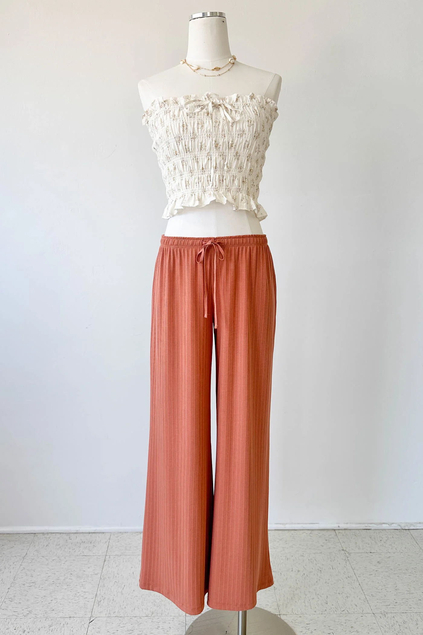 Wide Leg Ribbed Pants