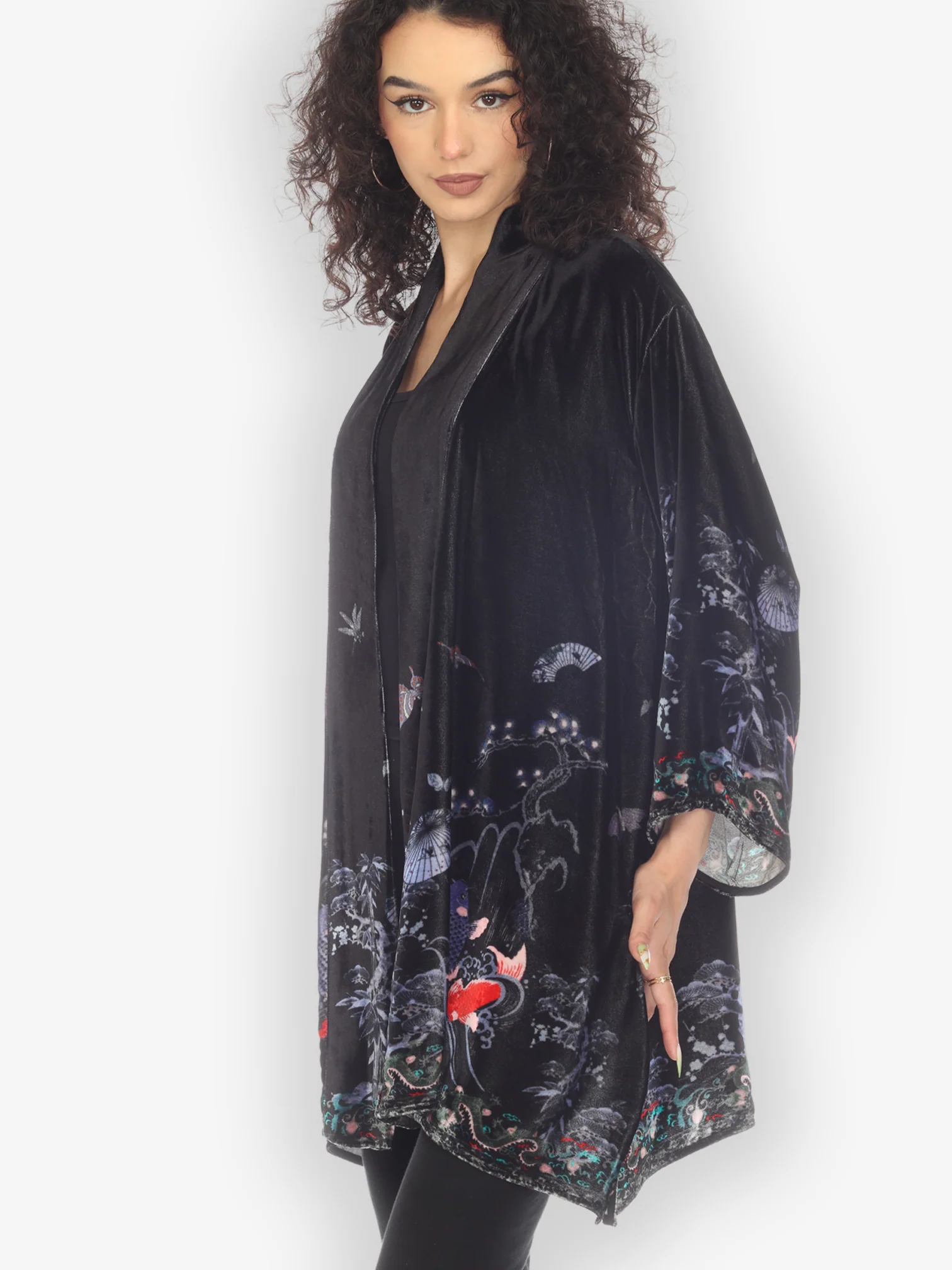 Koi Dragon Bamboo Velvet Kimono