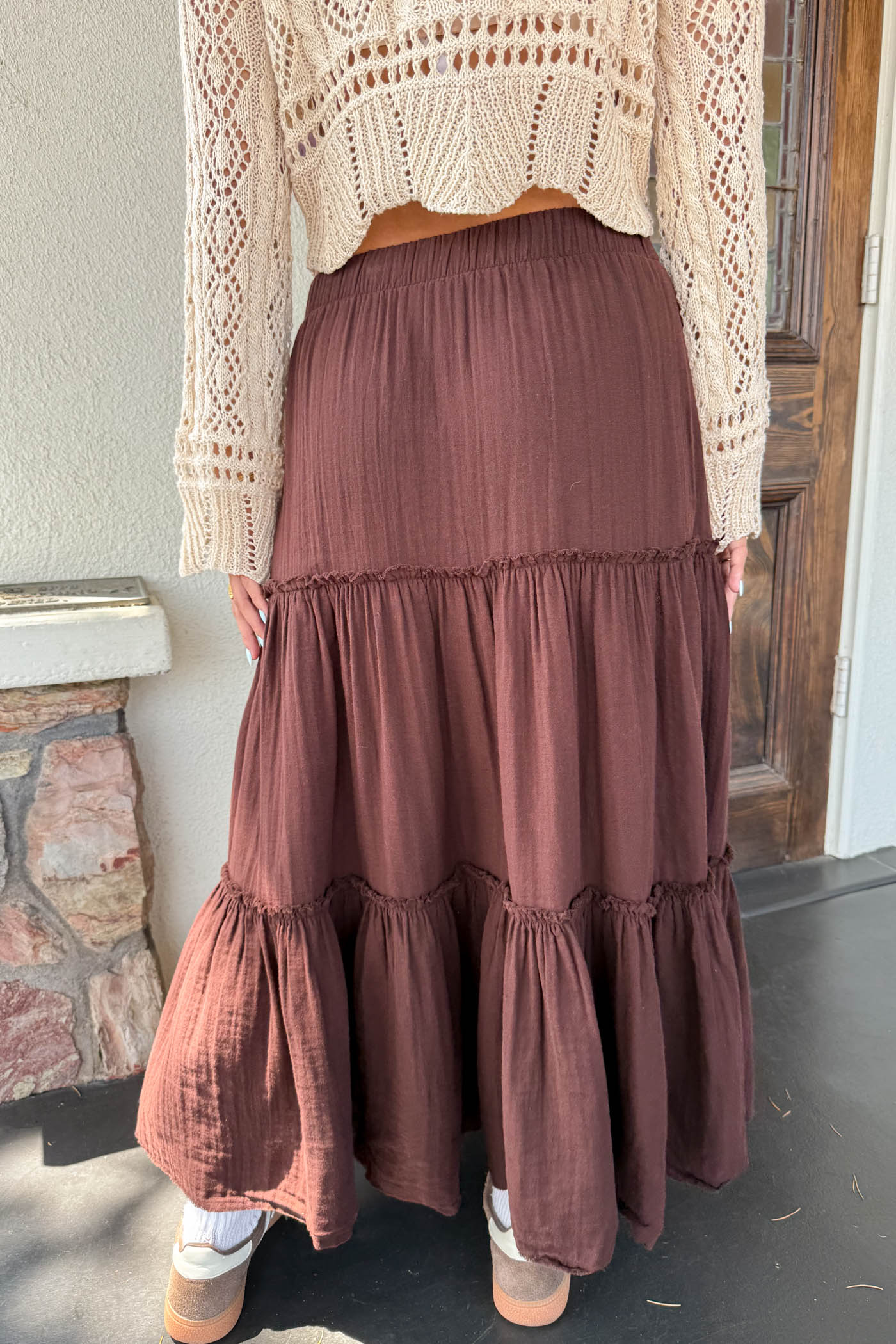 Slit Tiered Maxi Skirt