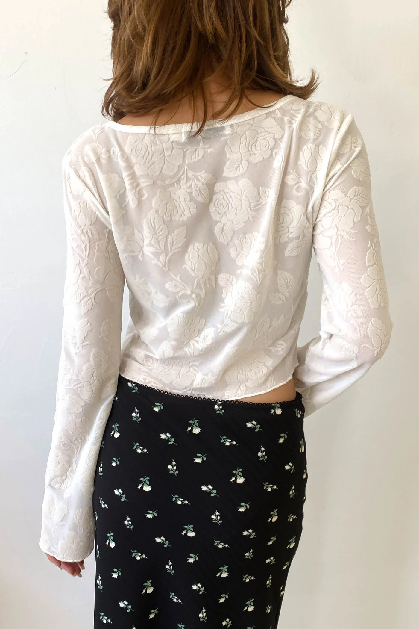 Floral Split Front Mesh Top