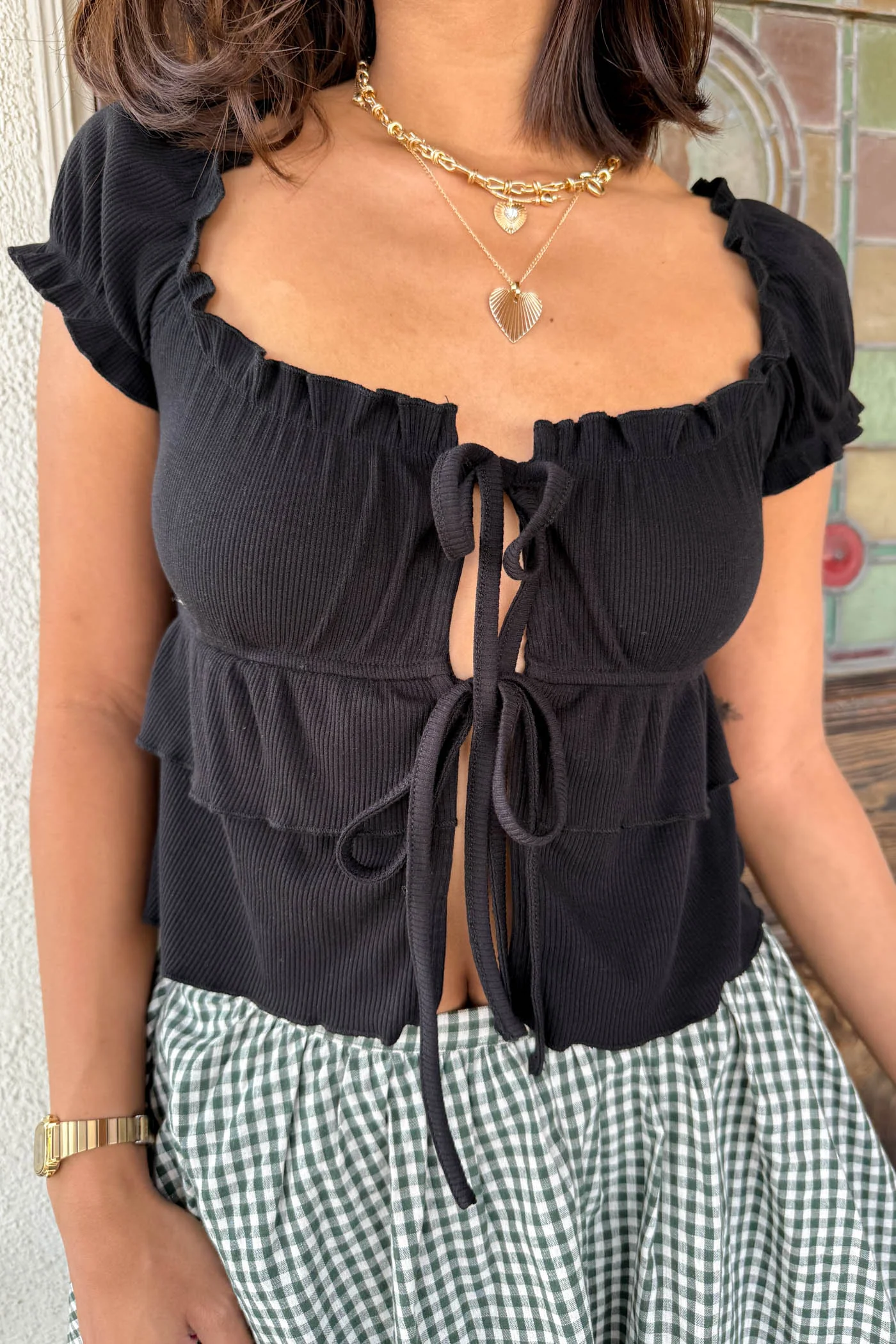 Split Front Babydoll Top