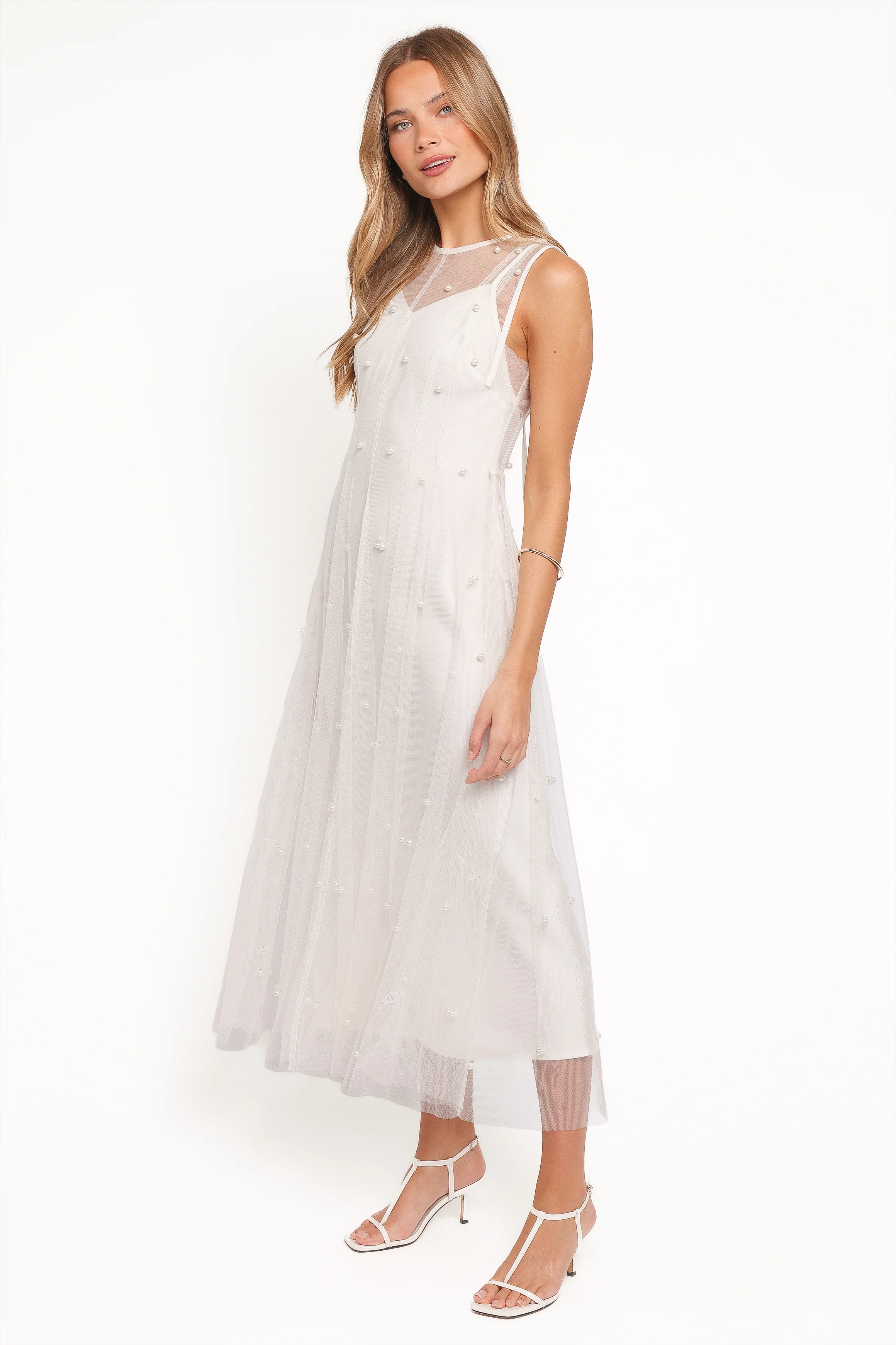 Yulia Pearl Midi Dress - Ecru