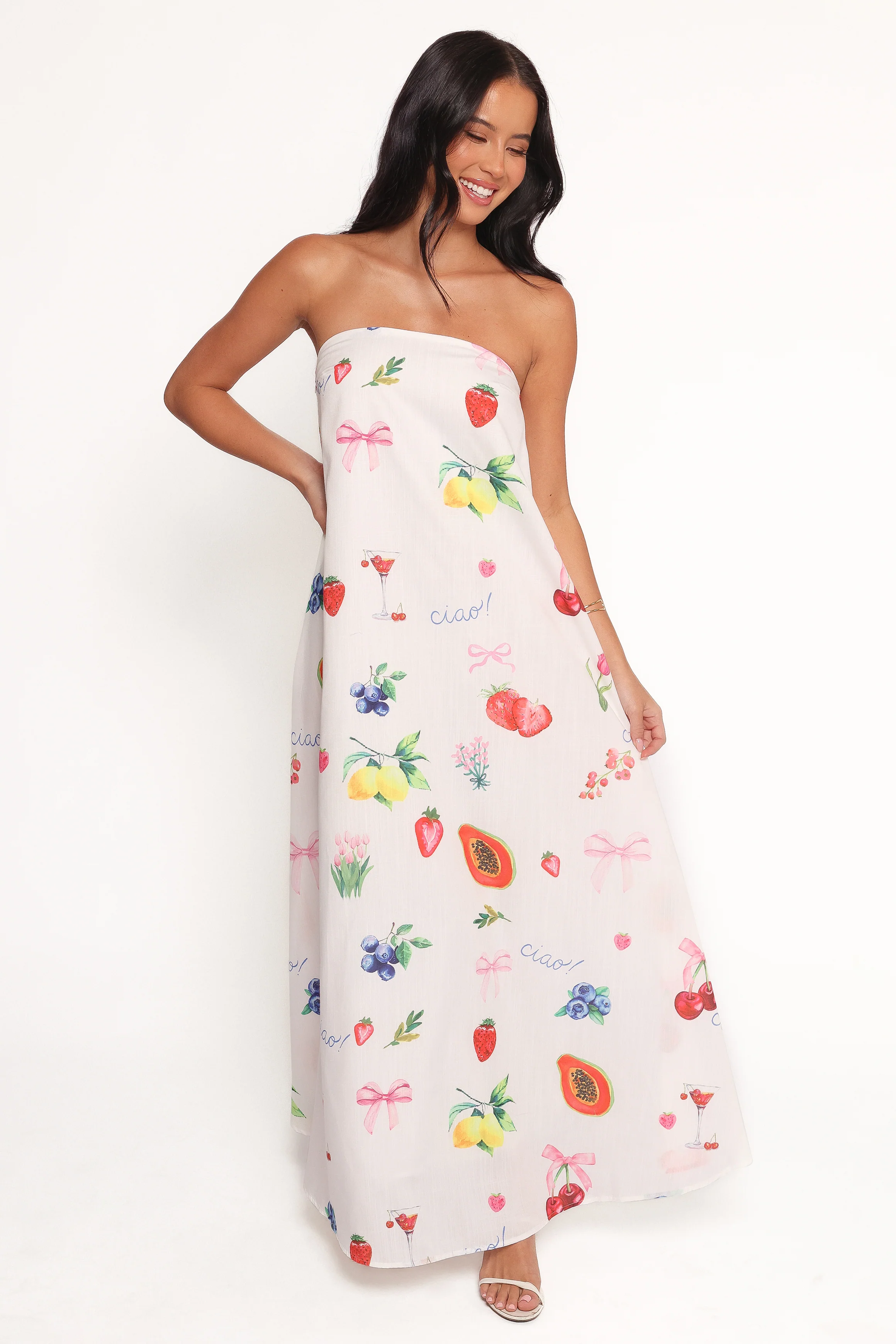 Soph Strapless Maxi Dress - Ciao Bow Print