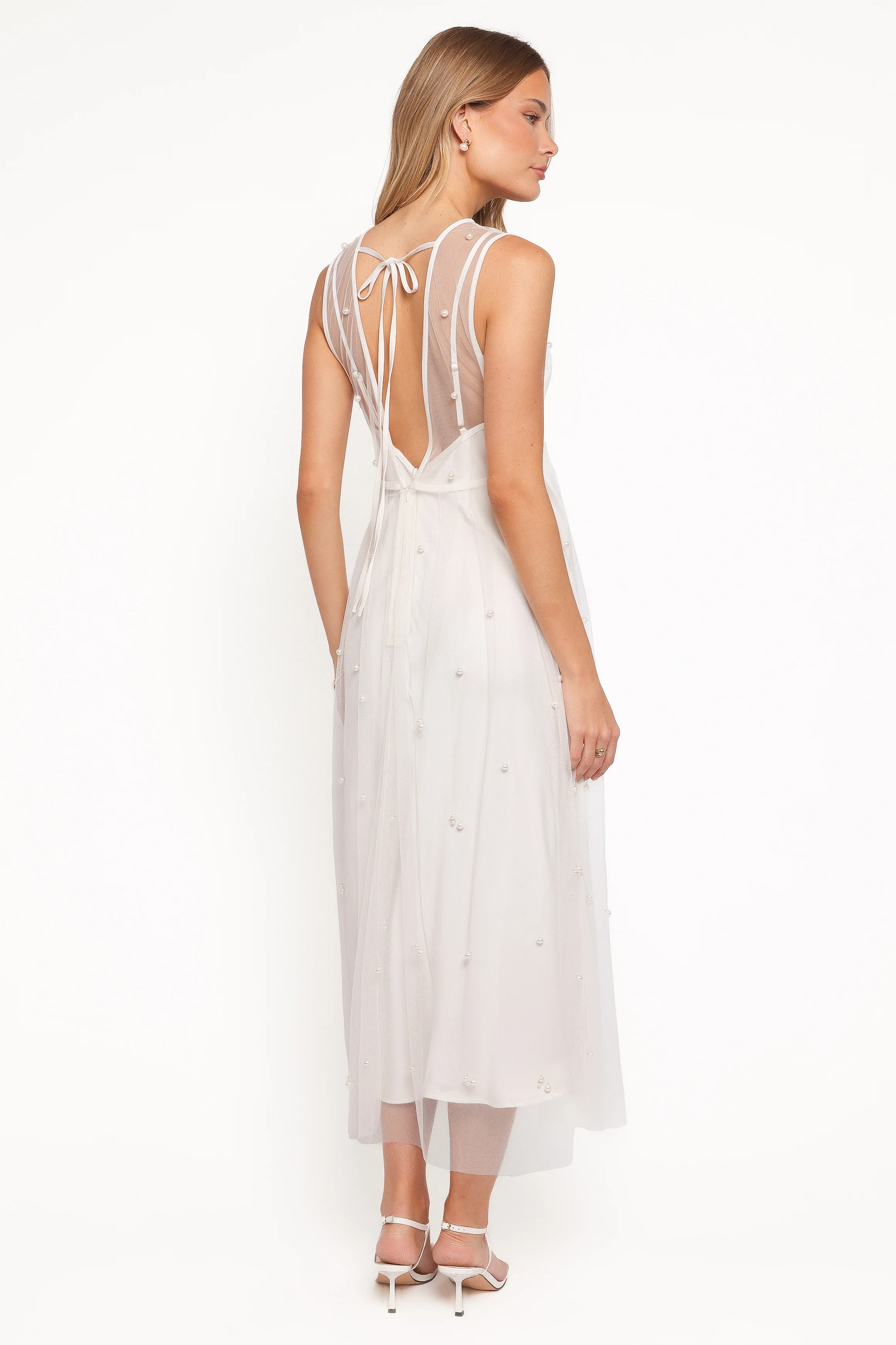 Yulia Pearl Midi Dress - Ecru