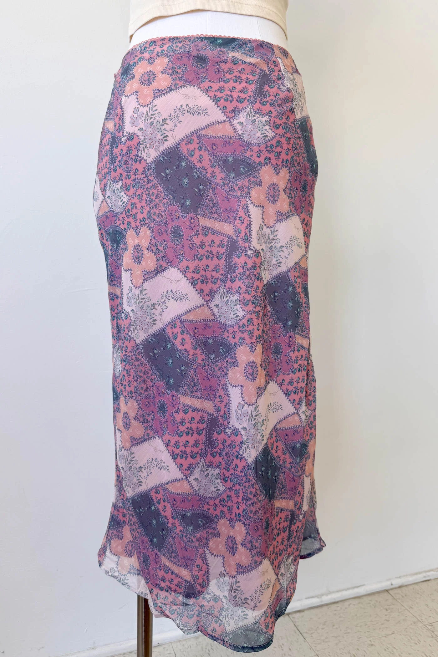 Floral Patchwork Midi Skirt