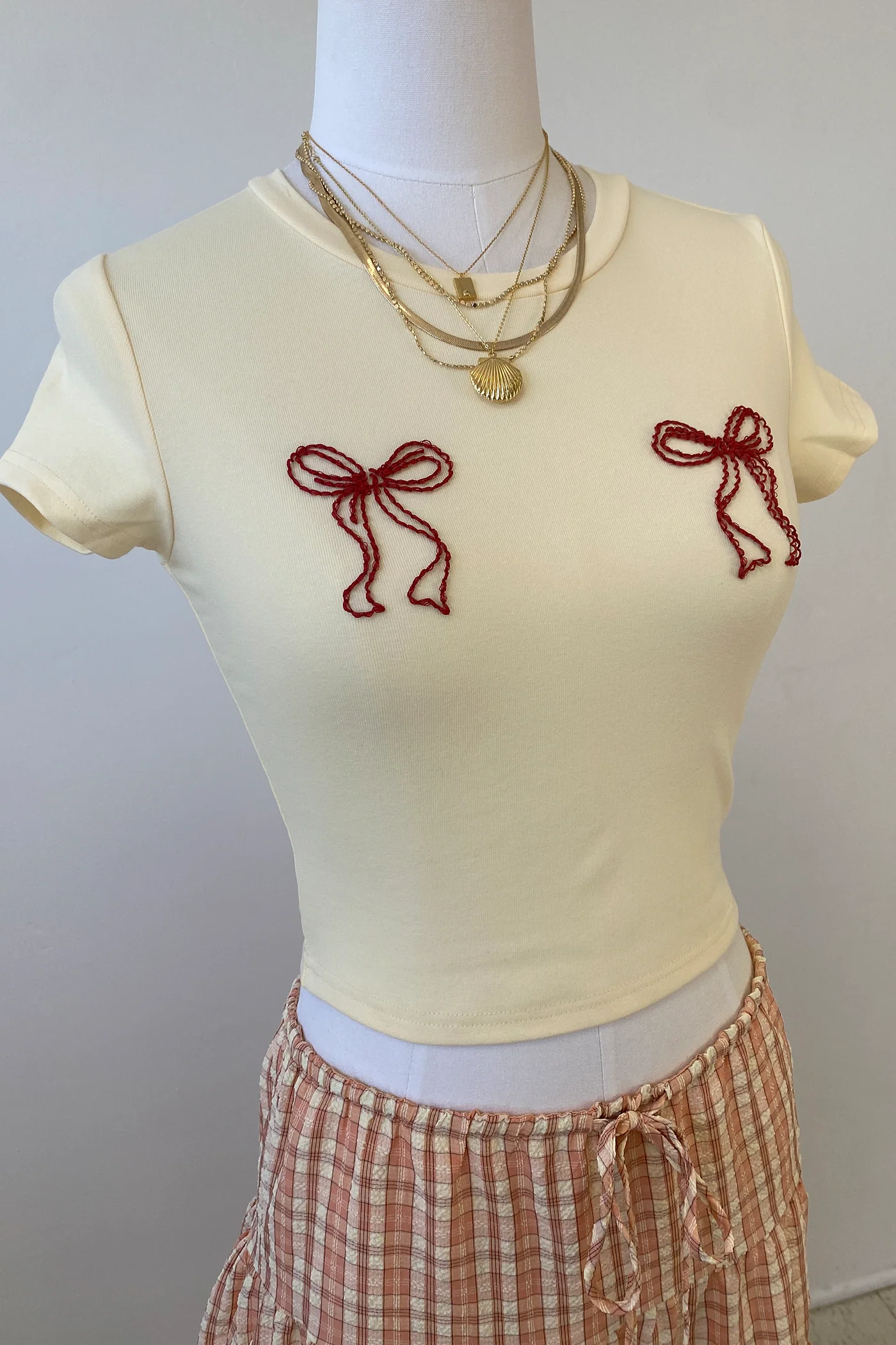 Bow Embroidered Graphic Baby Tee