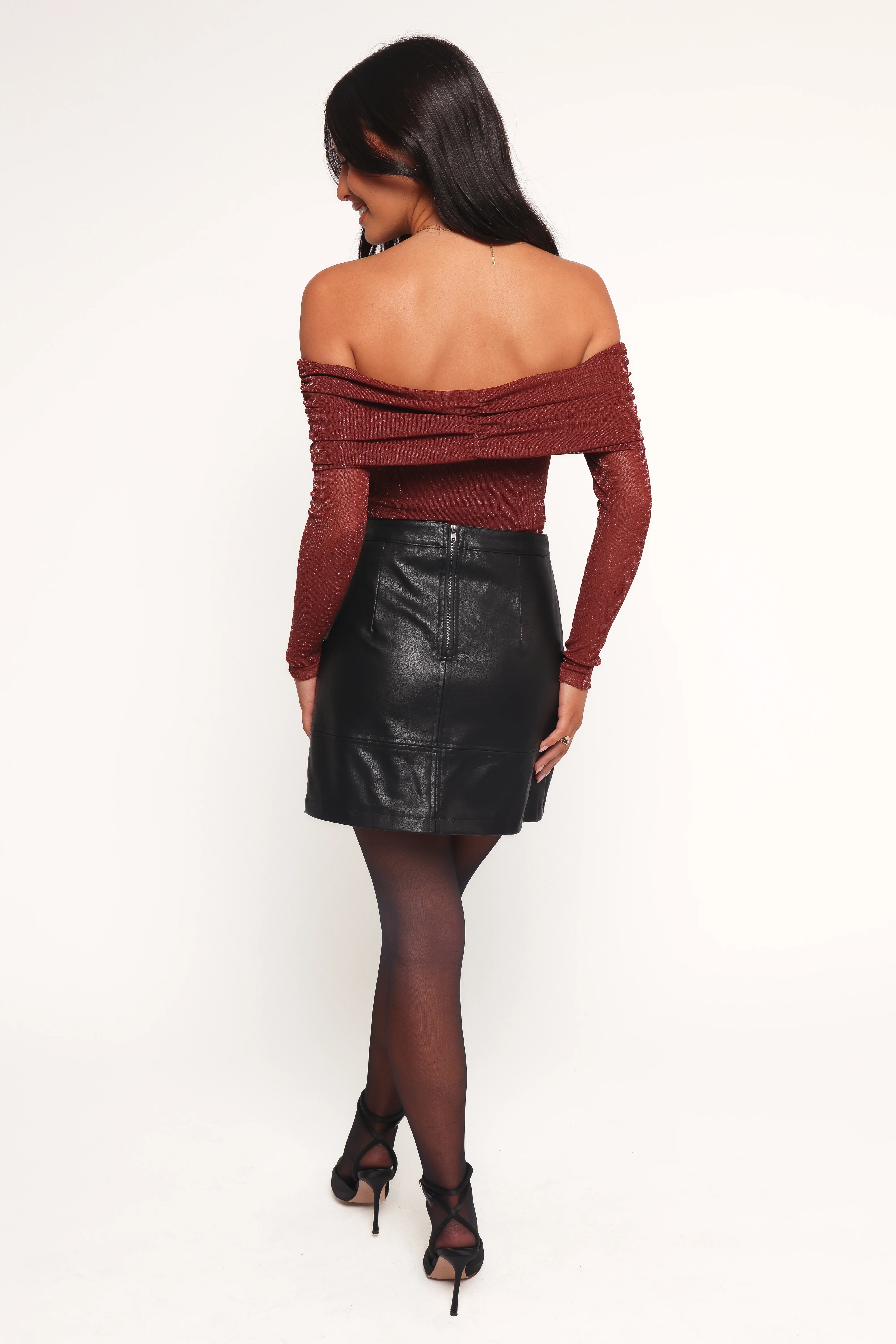 Raya Off Shoulder Top - Merlot