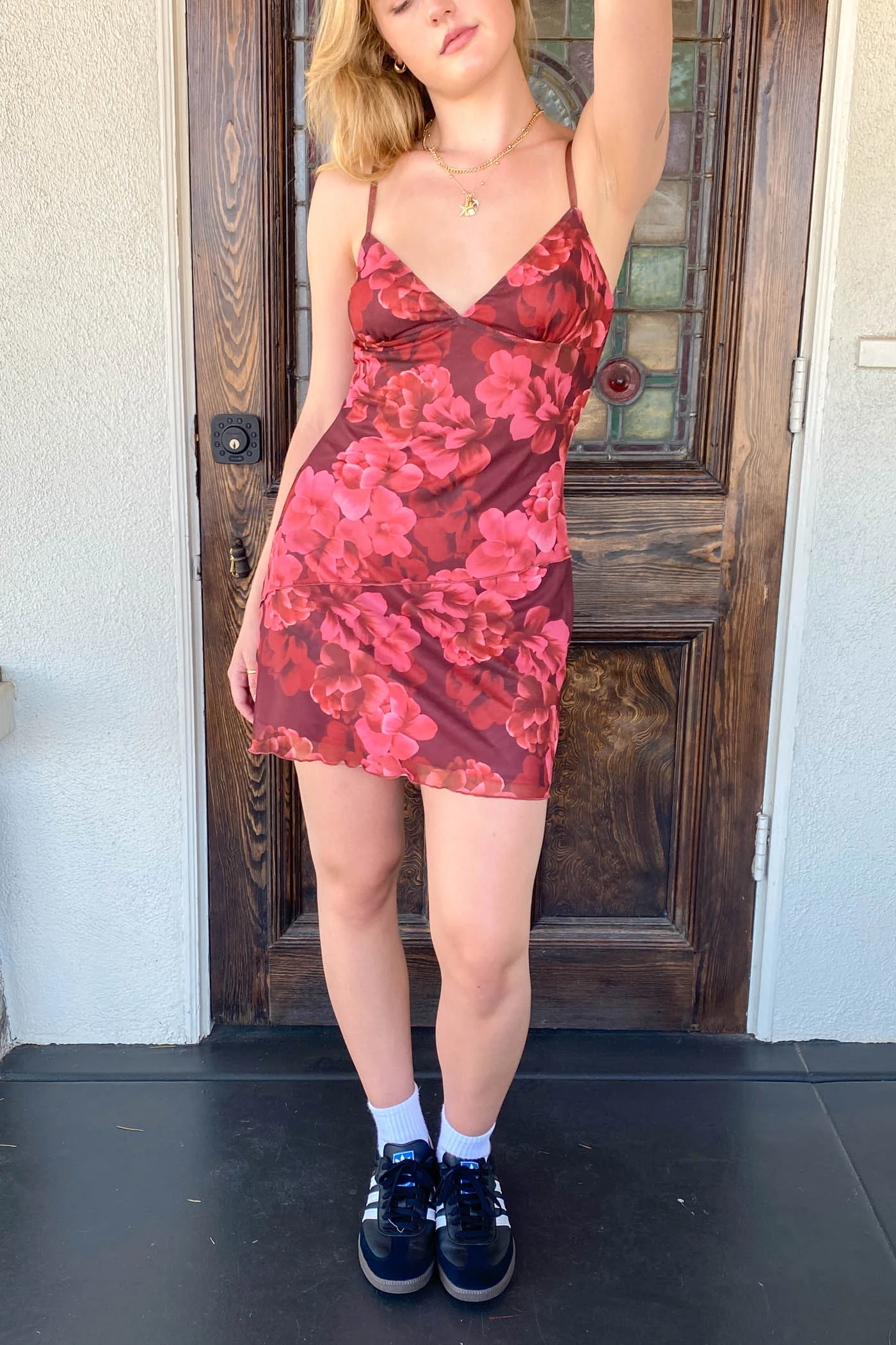 Floral Mesh Mini Dress