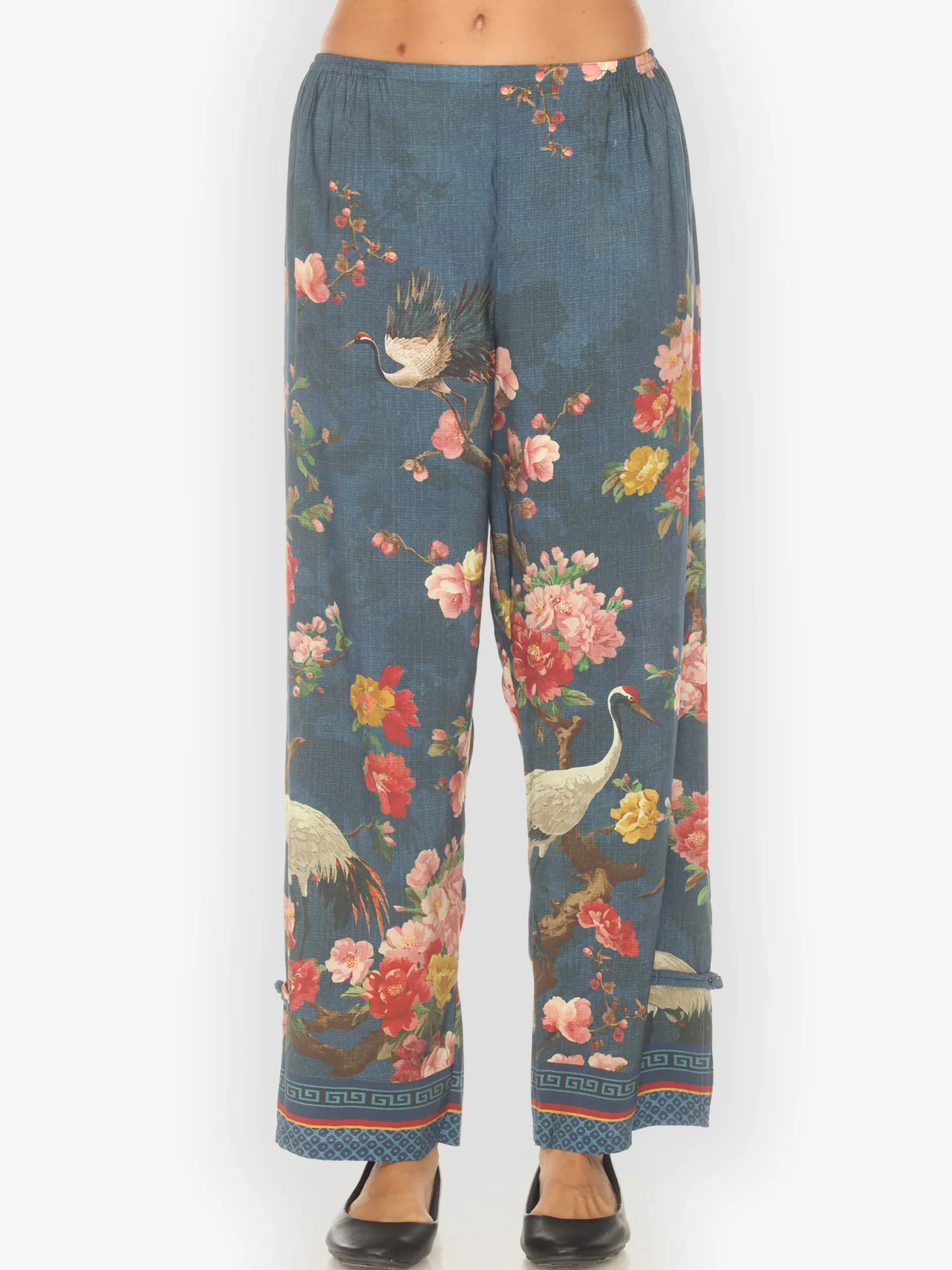 Crane and Cherry Bloom Tencel Pull on Pant