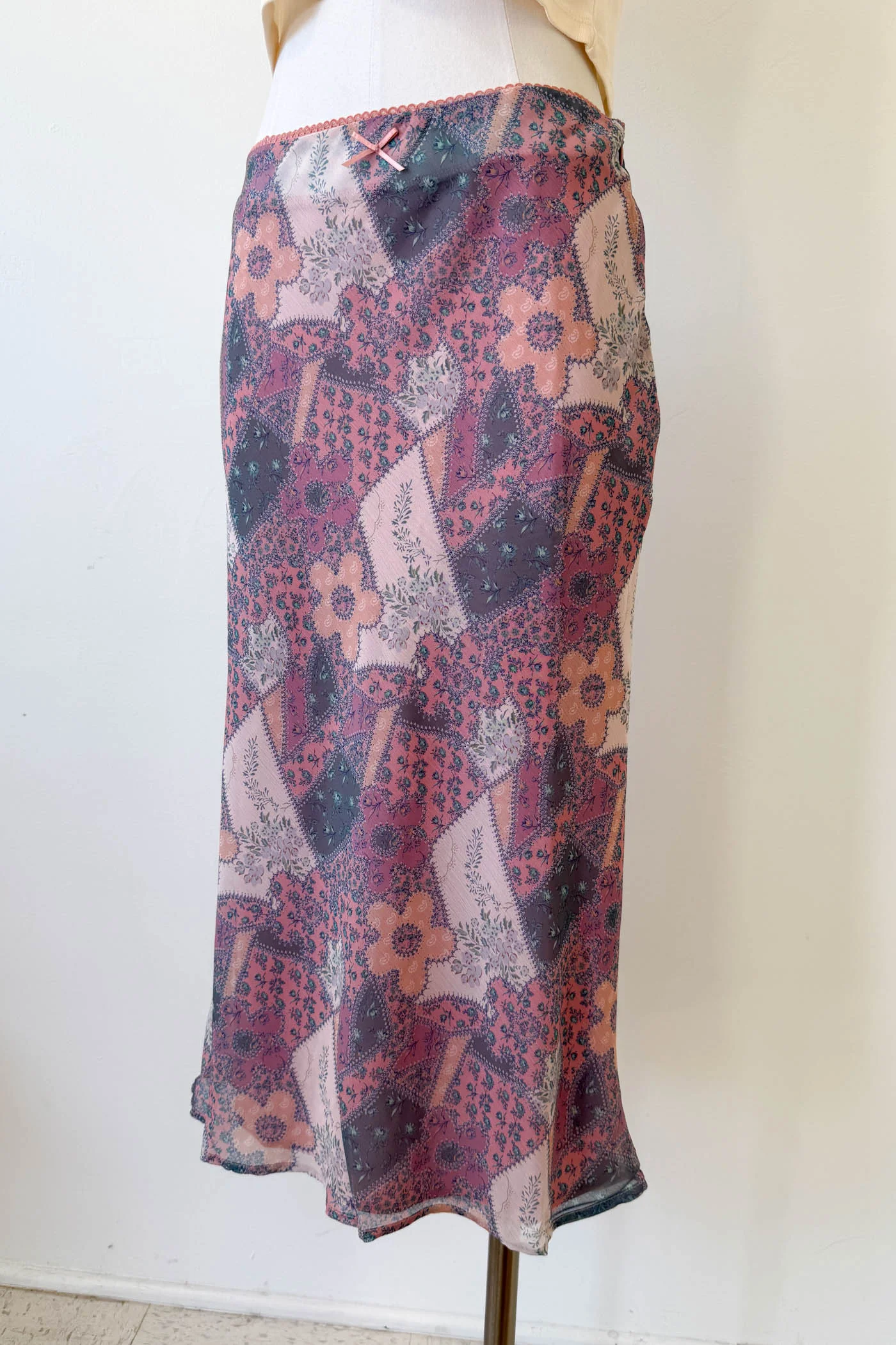 Floral Patchwork Midi Skirt