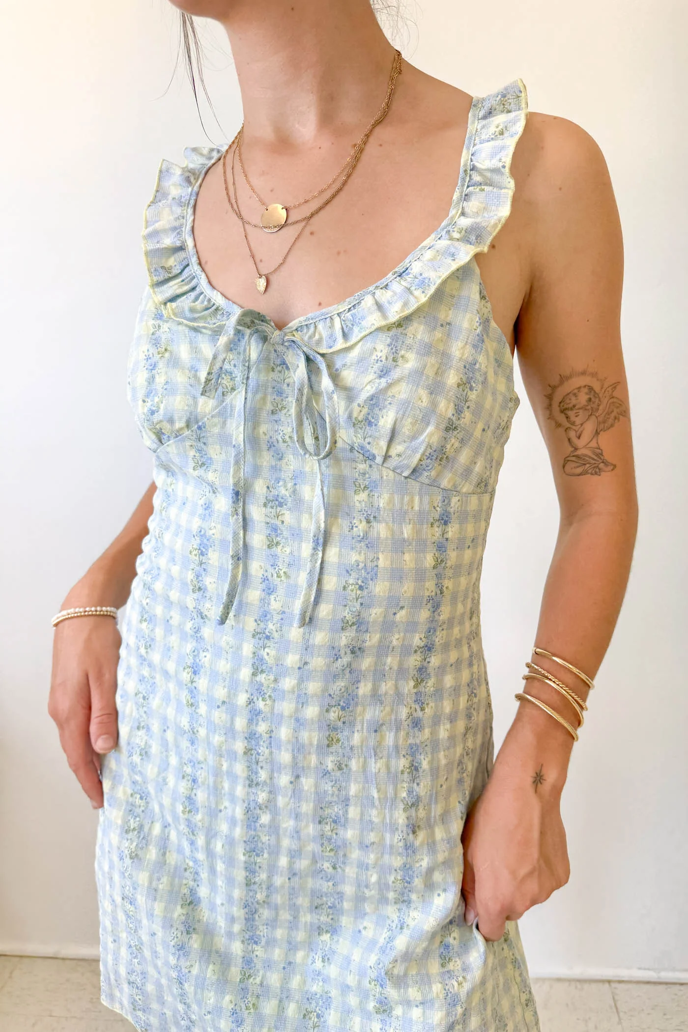 Plaid Ruffle Mini Dress