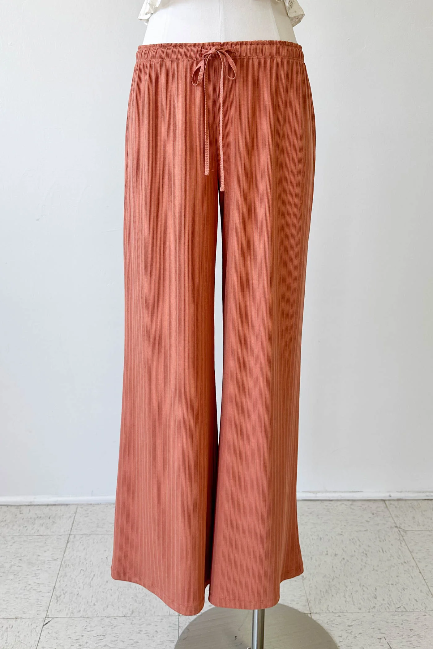 Wide Leg Ribbed Pants