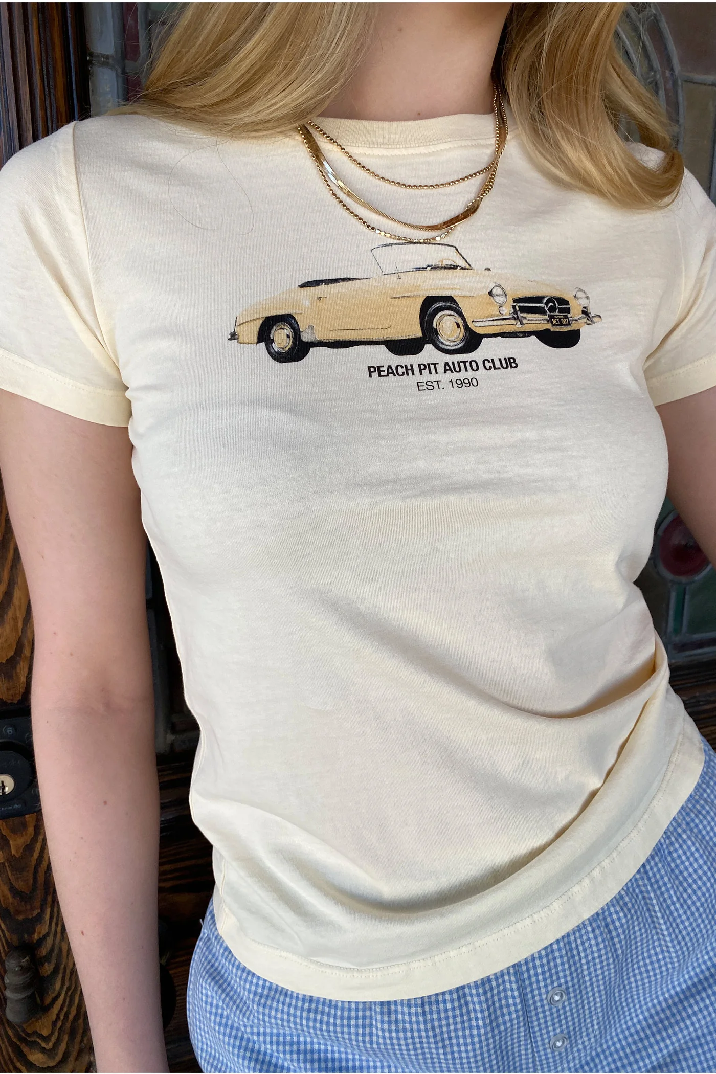 Peach Pitt Long Loose Graphic Baby Tee