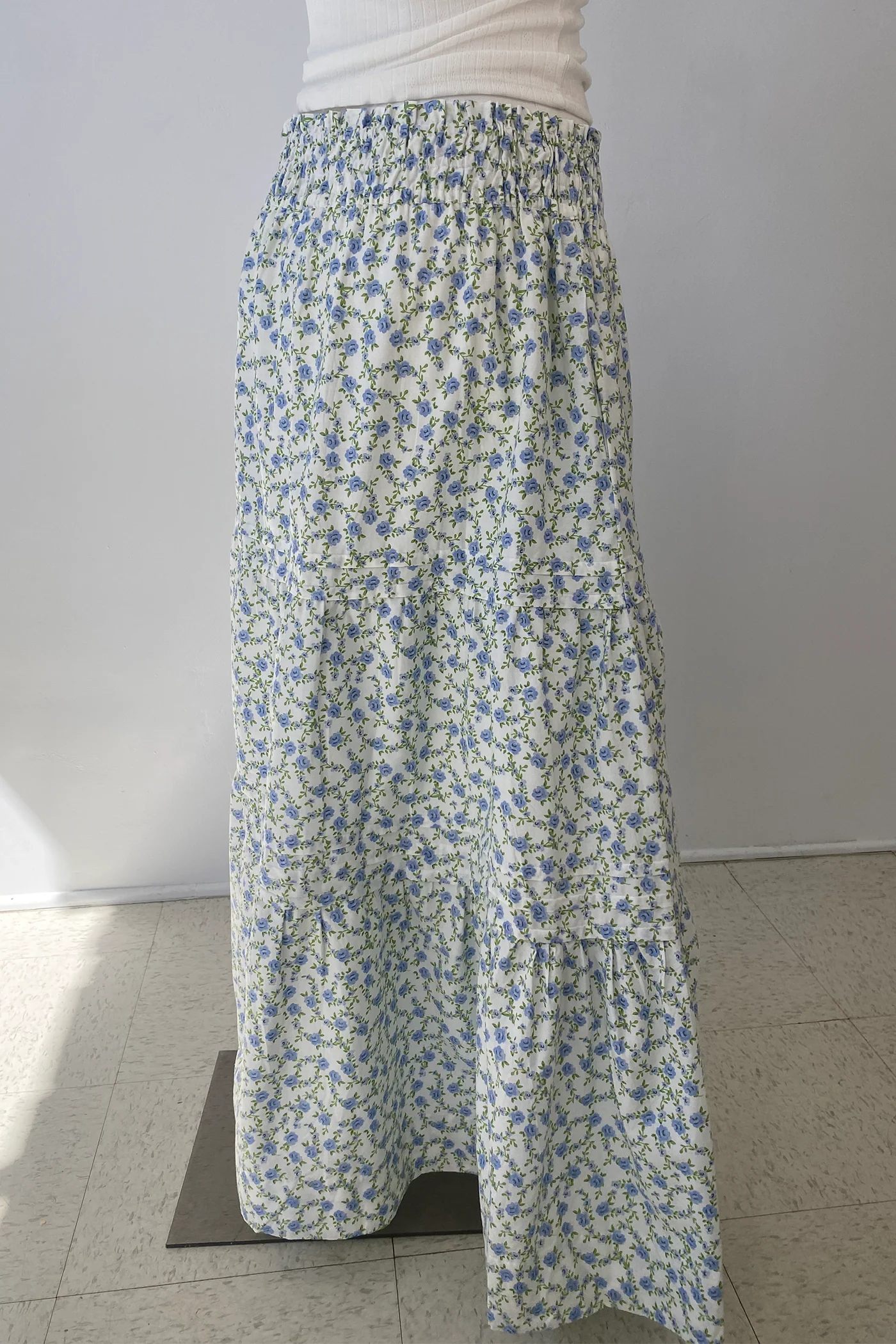 Tiered Floral Midi Skirt