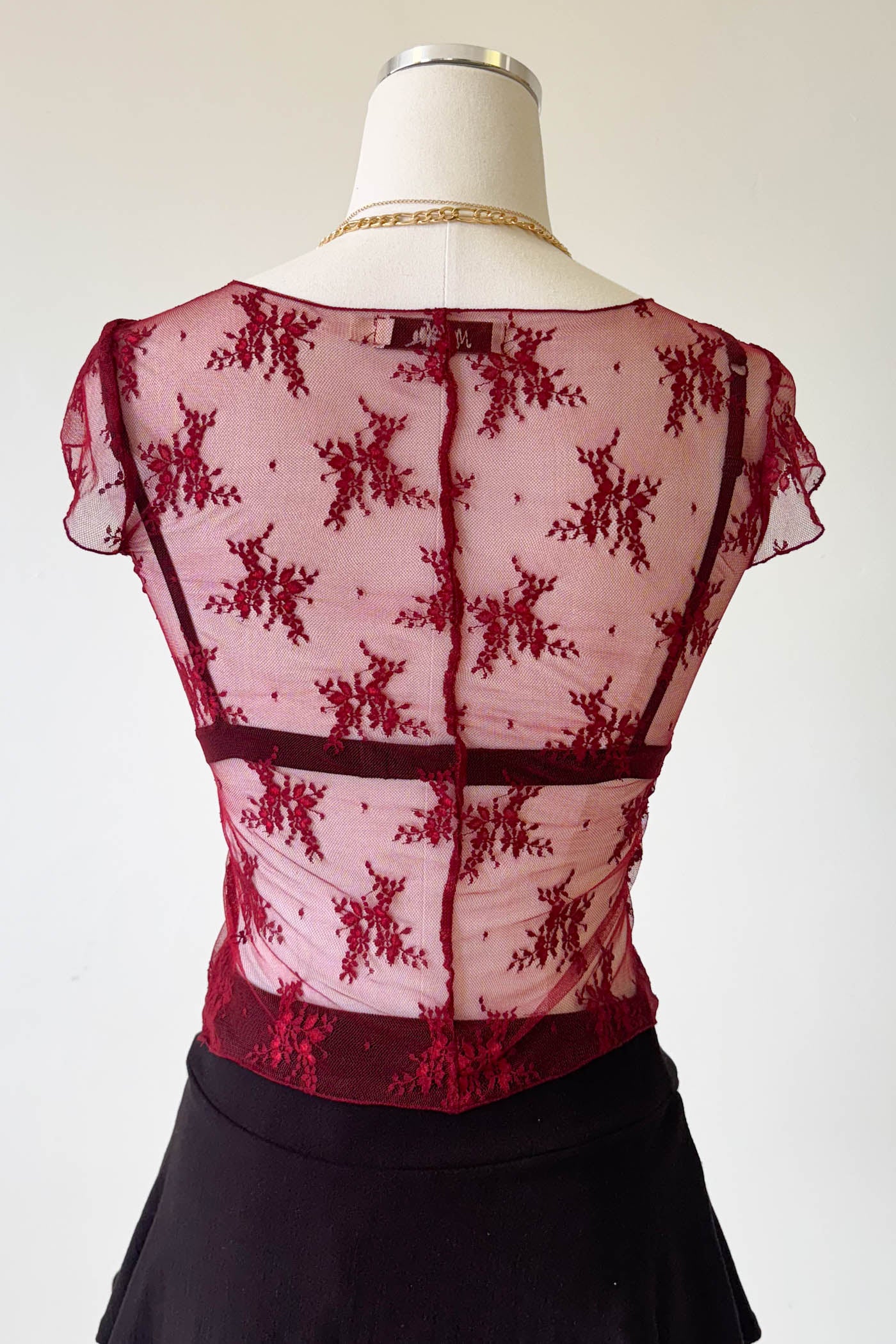 Short Sleeve Lace Layering Top