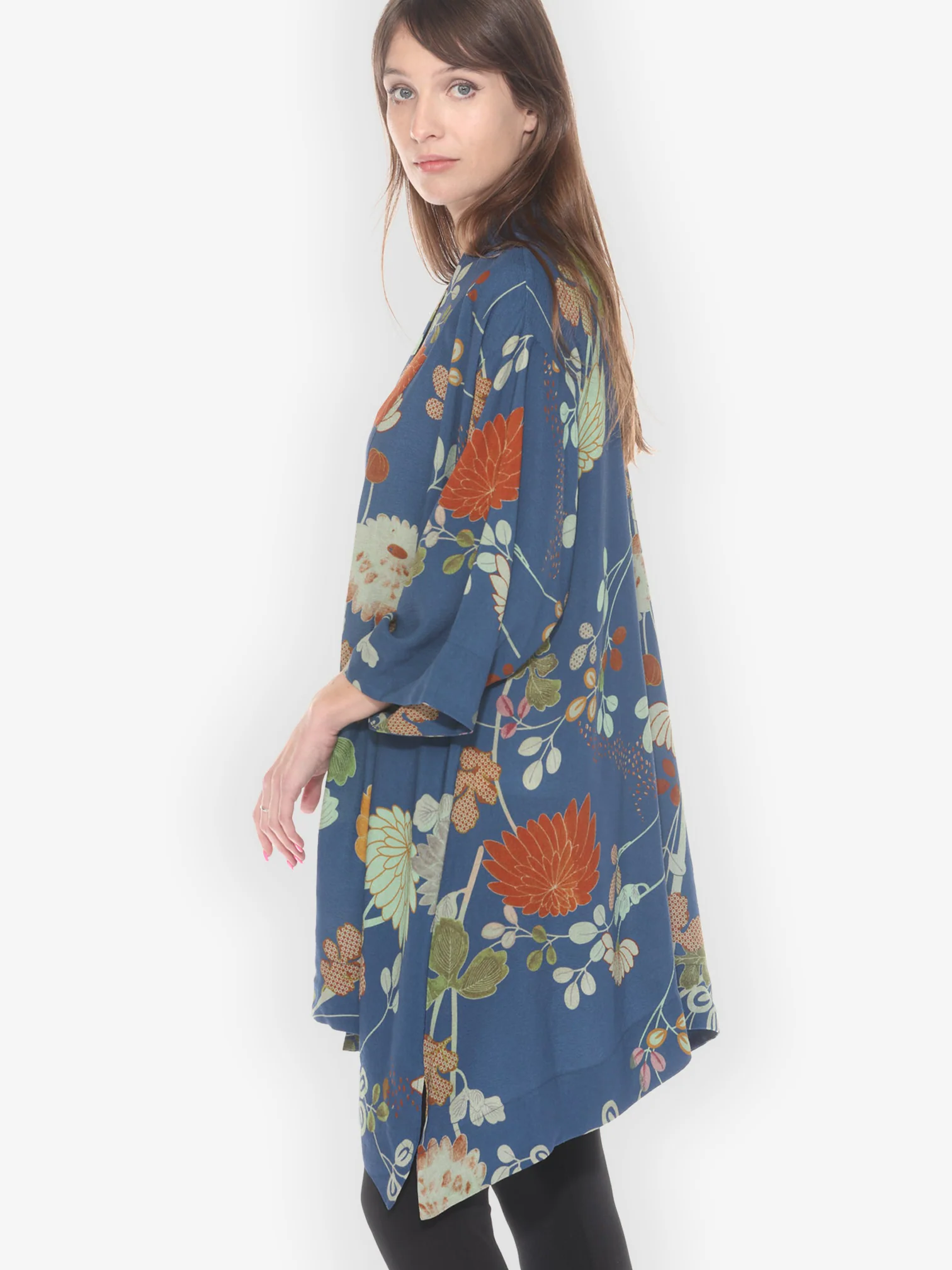 Garden in Blue Kimono Jacket