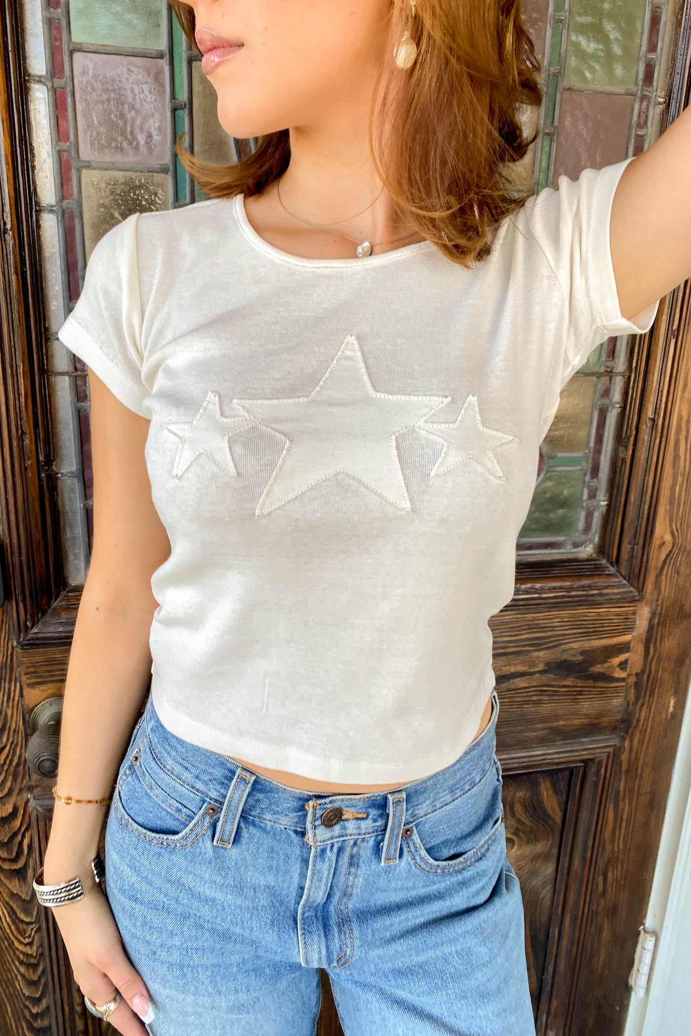 Star Embroidered Babydoll Tee