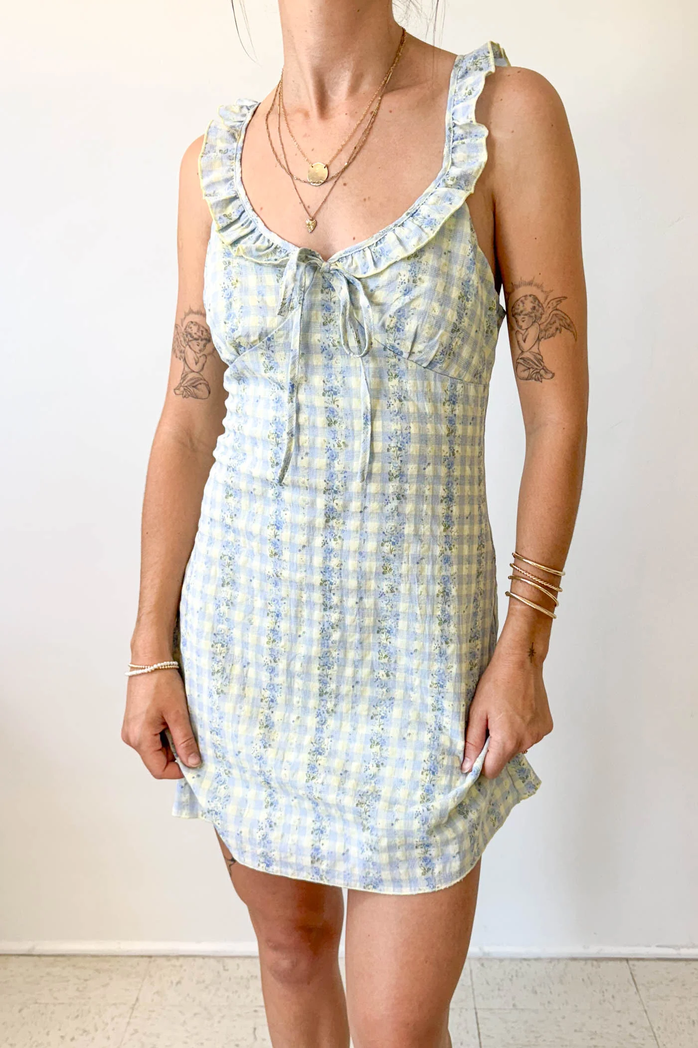 Plaid Ruffle Mini Dress