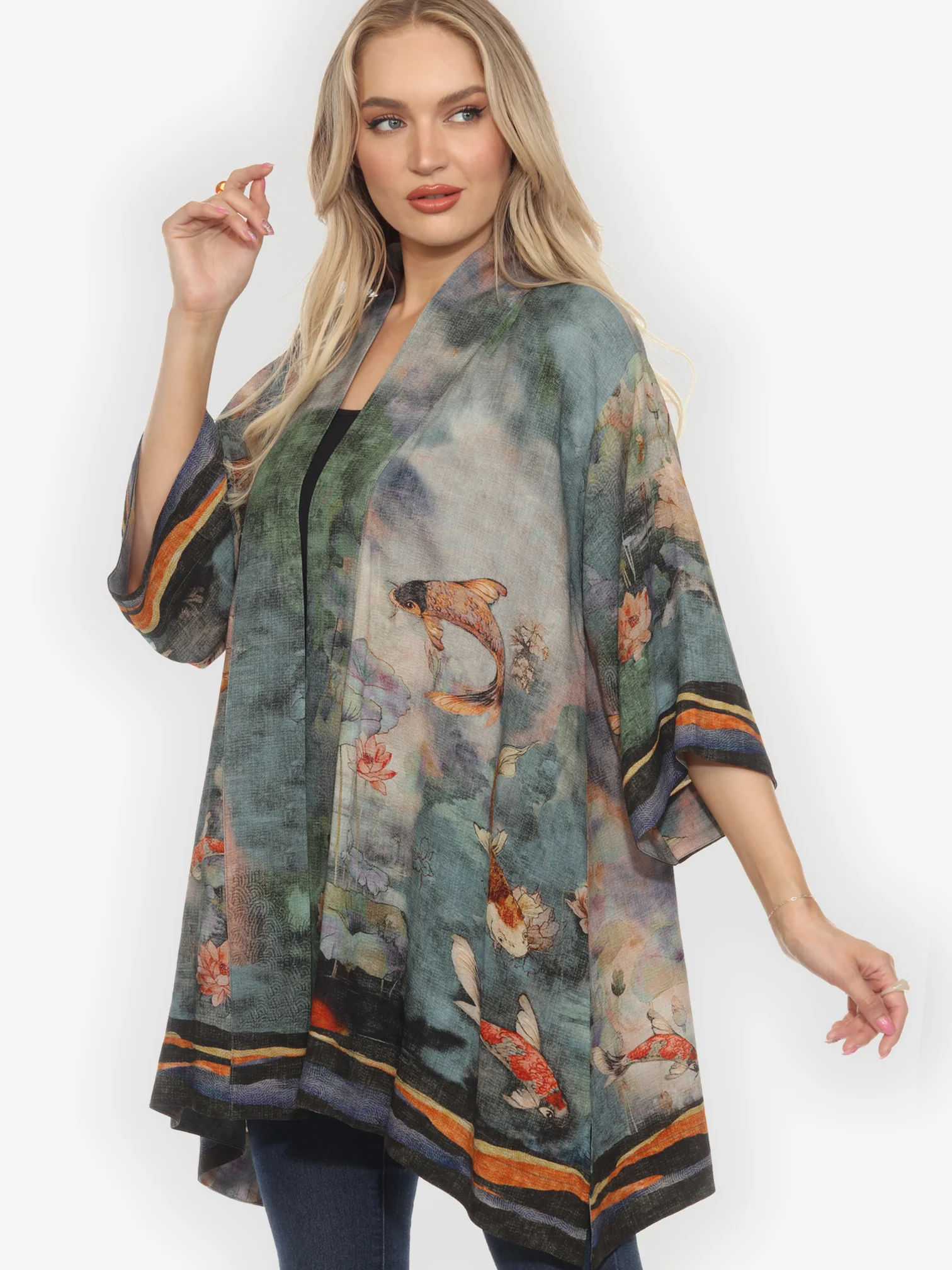 Watercolor Koi Kimono Jacket