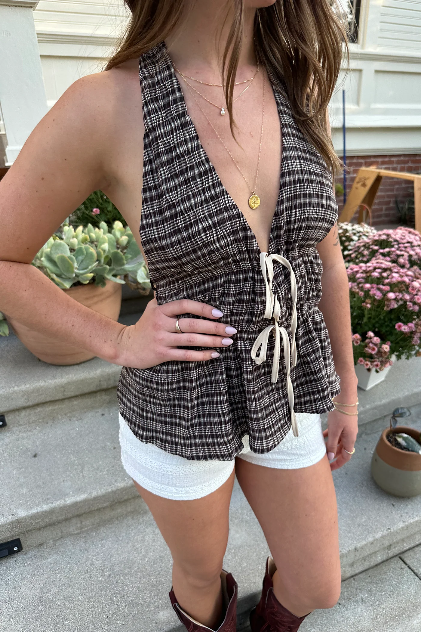 Split Front Halter Top